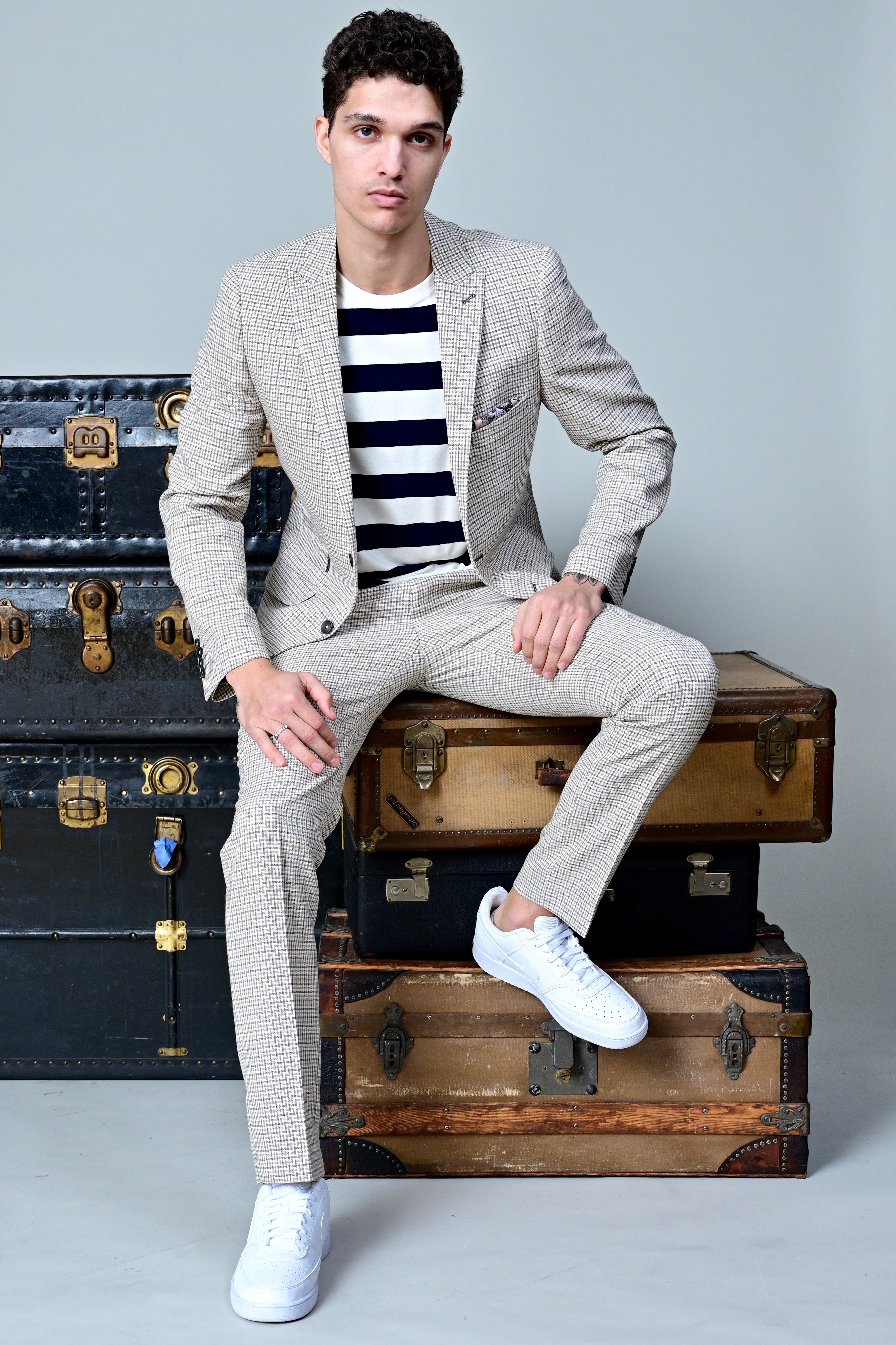 Ashton Peak Jacket - slim - Grey White Yellow Gingham