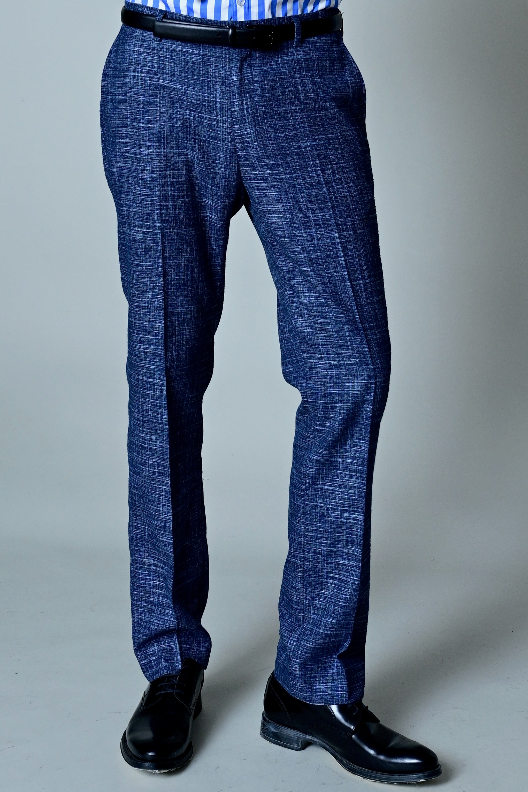 Downing Pants - slim - Navy Lt Blue Texture