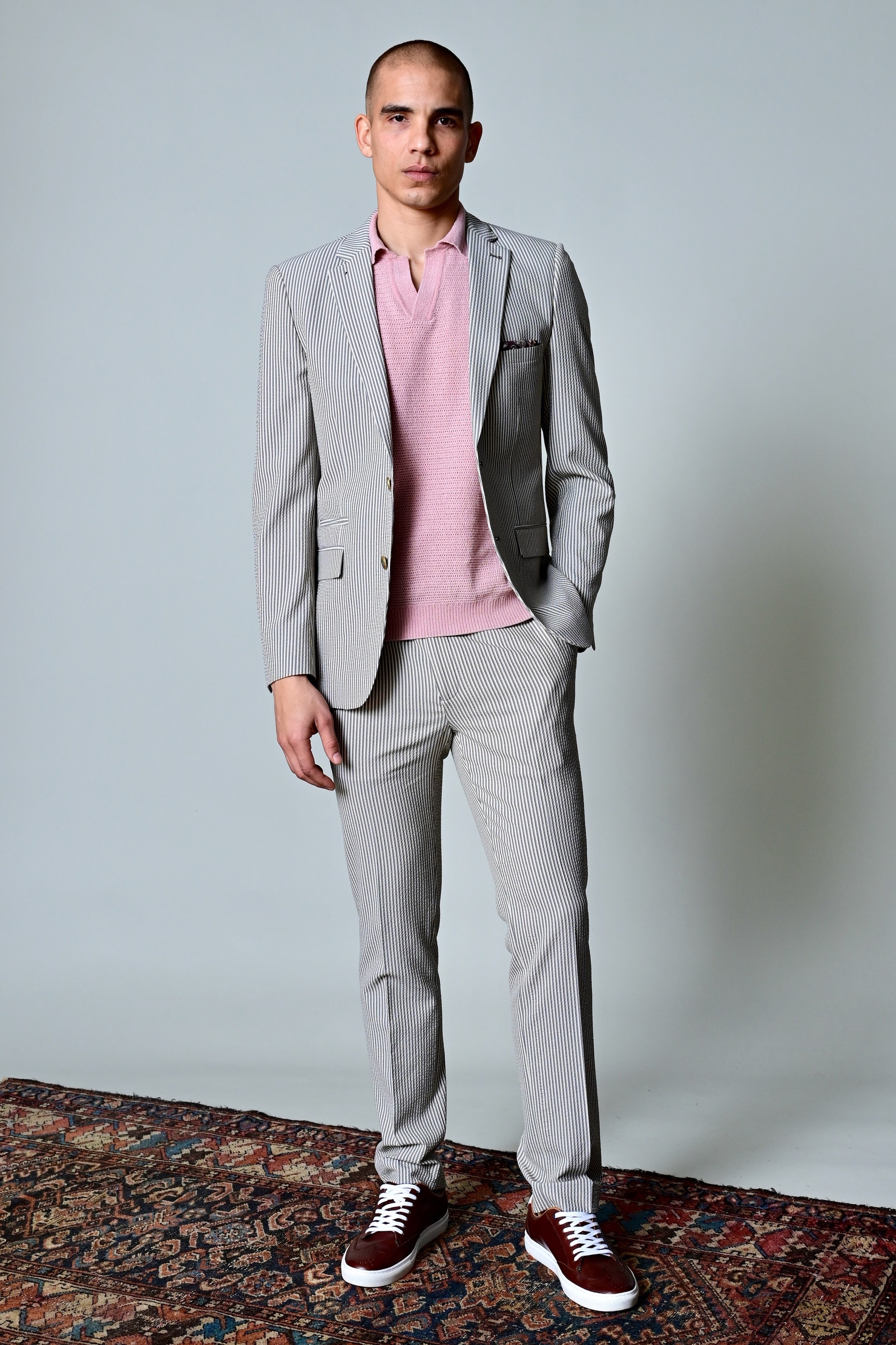 Johnny Collar Polo - Dusty Pink Chenille