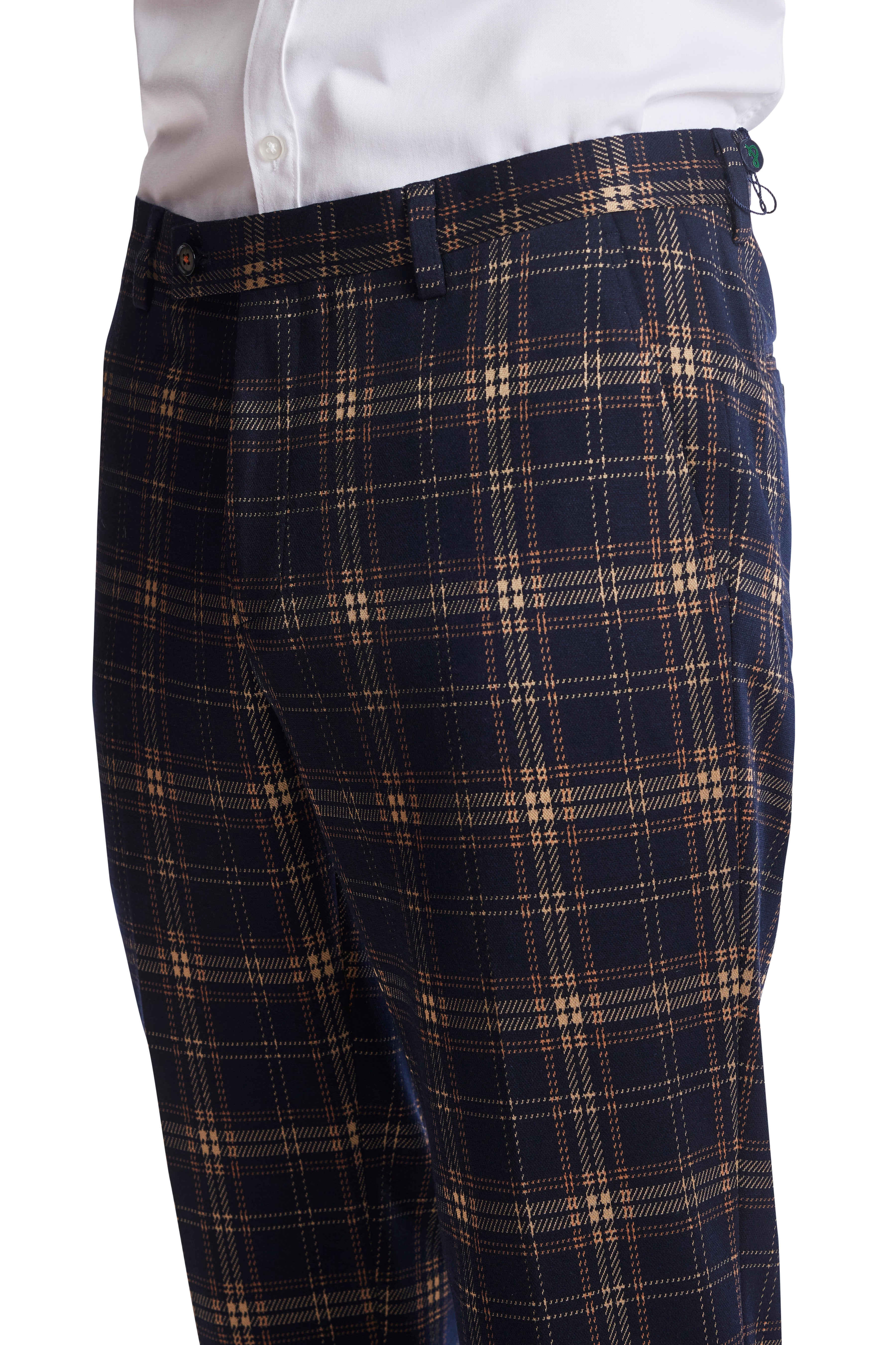 Downing Pants - slim - Navy Tan Pumpkin