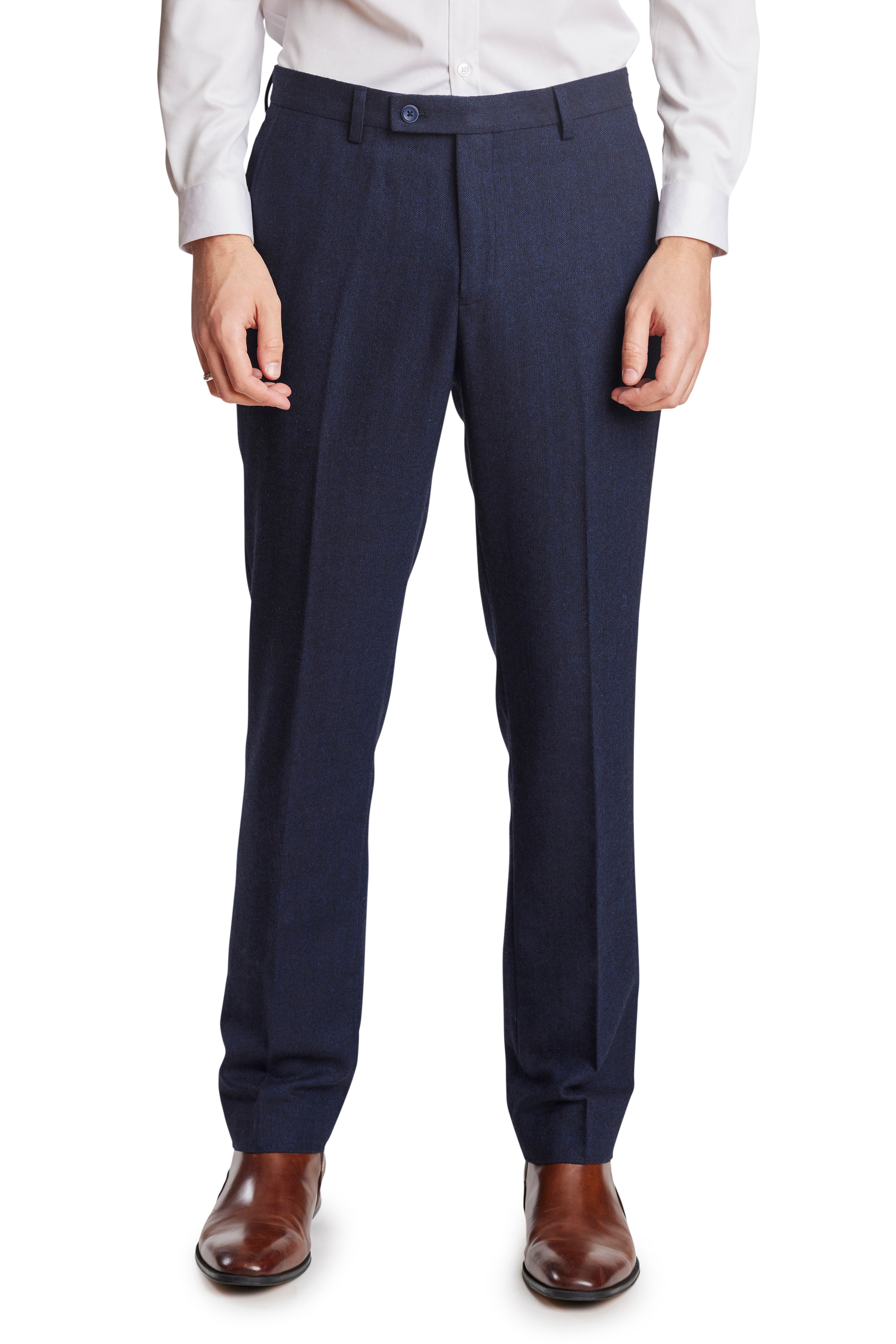 Downing Pants - slim - Deep Navy Herringbone
