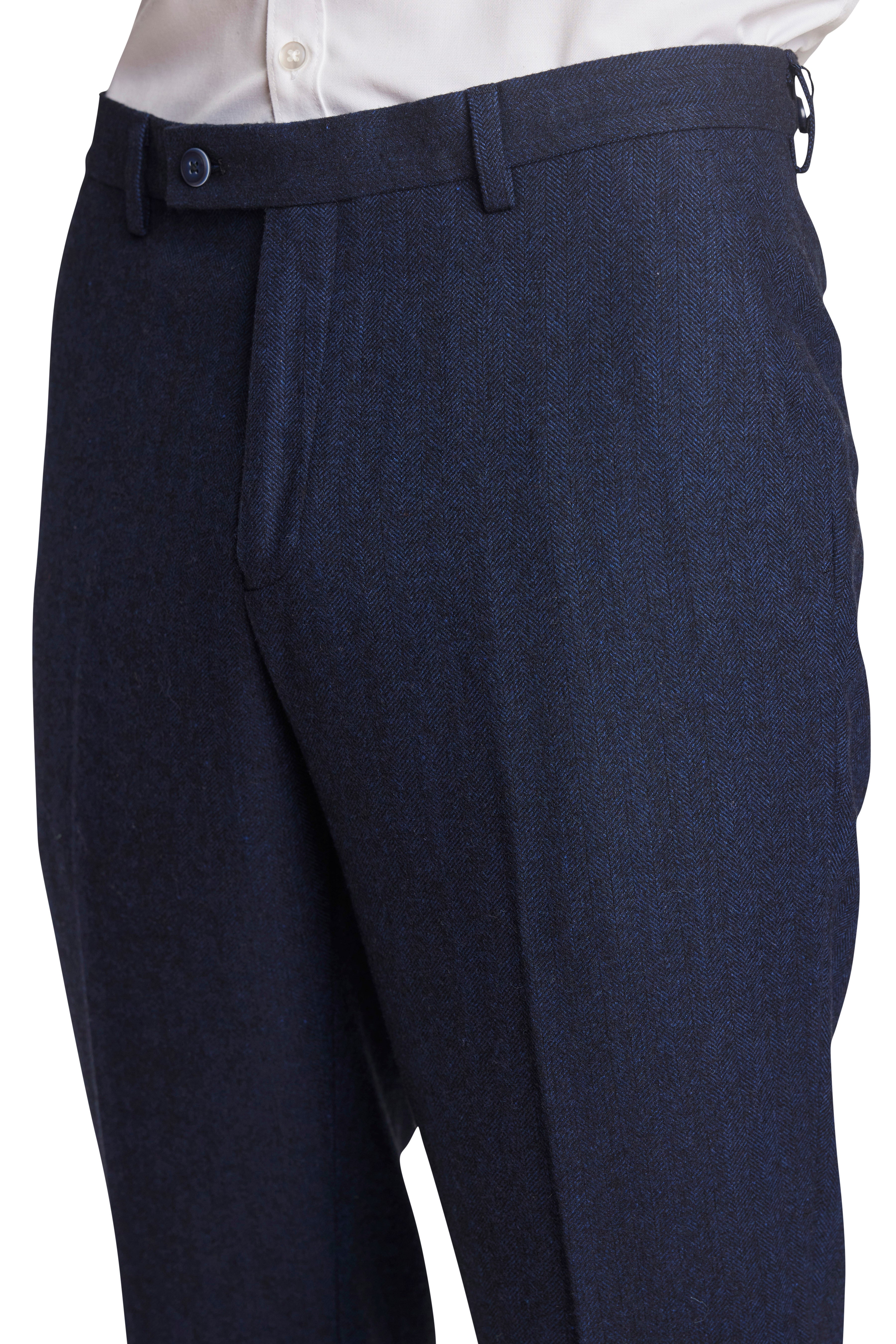 Downing Pants - slim - Deep Navy Herringbone