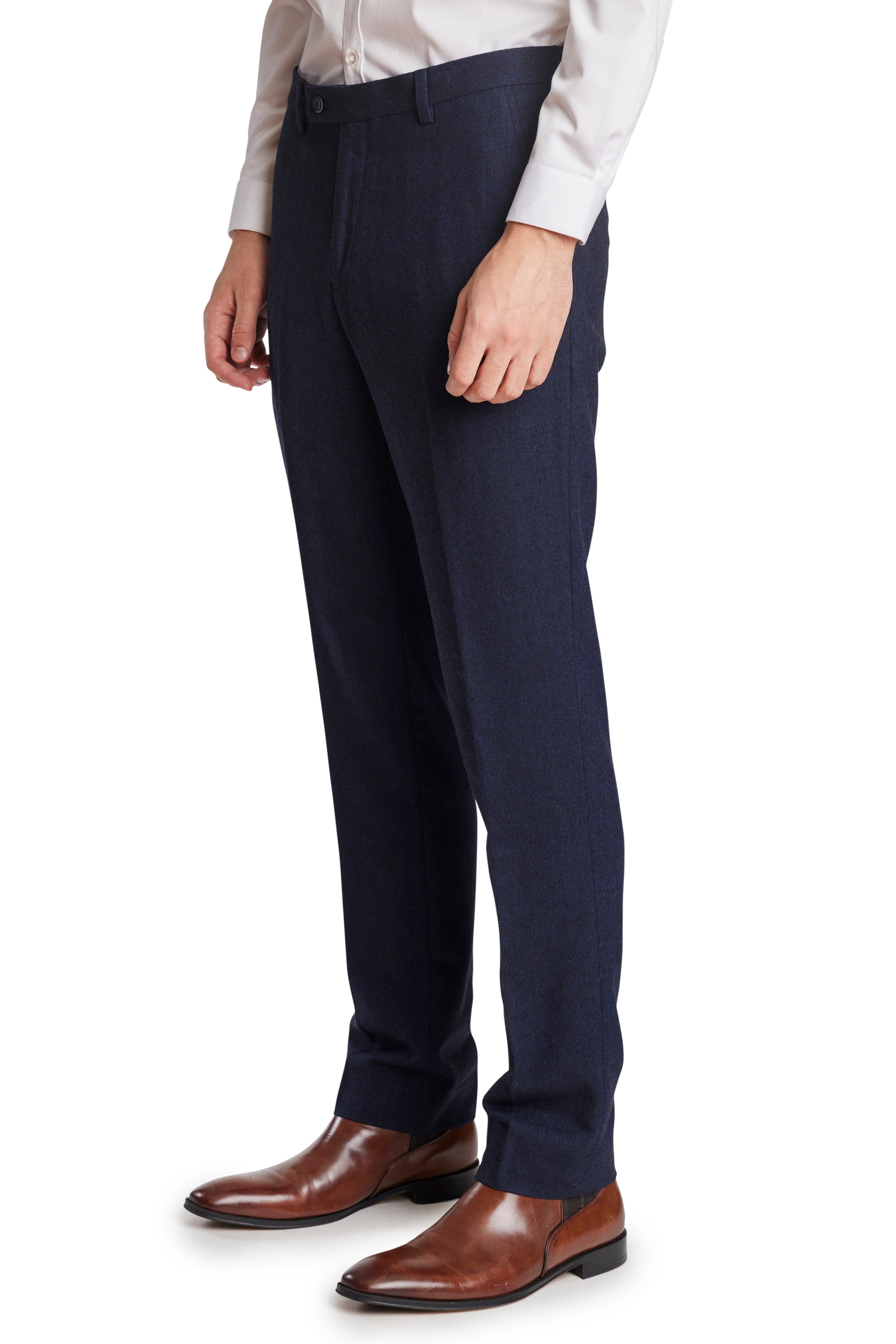 Downing Pants - slim - Deep Navy Herringbone