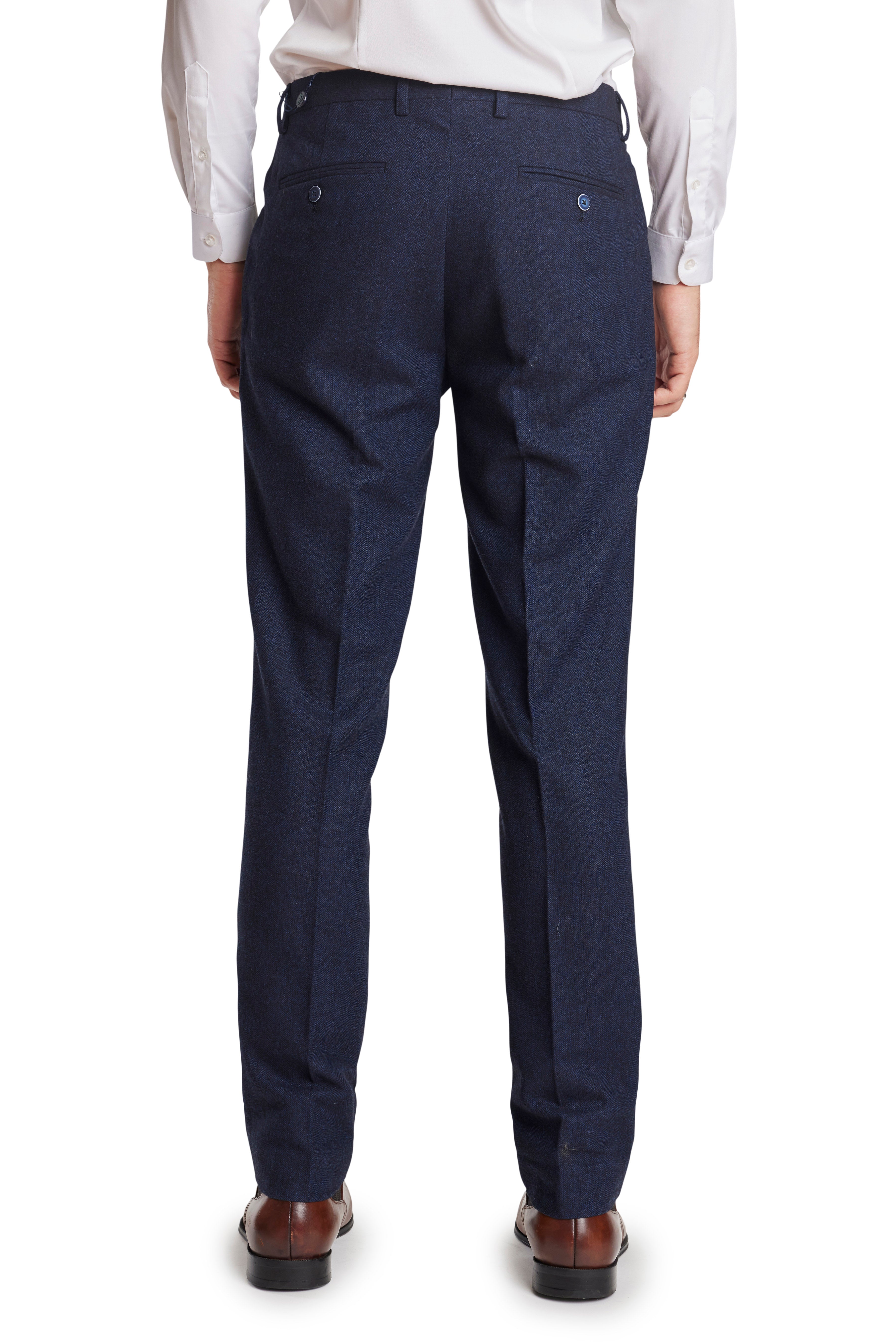 Downing Pants - slim - Deep Navy Herringbone