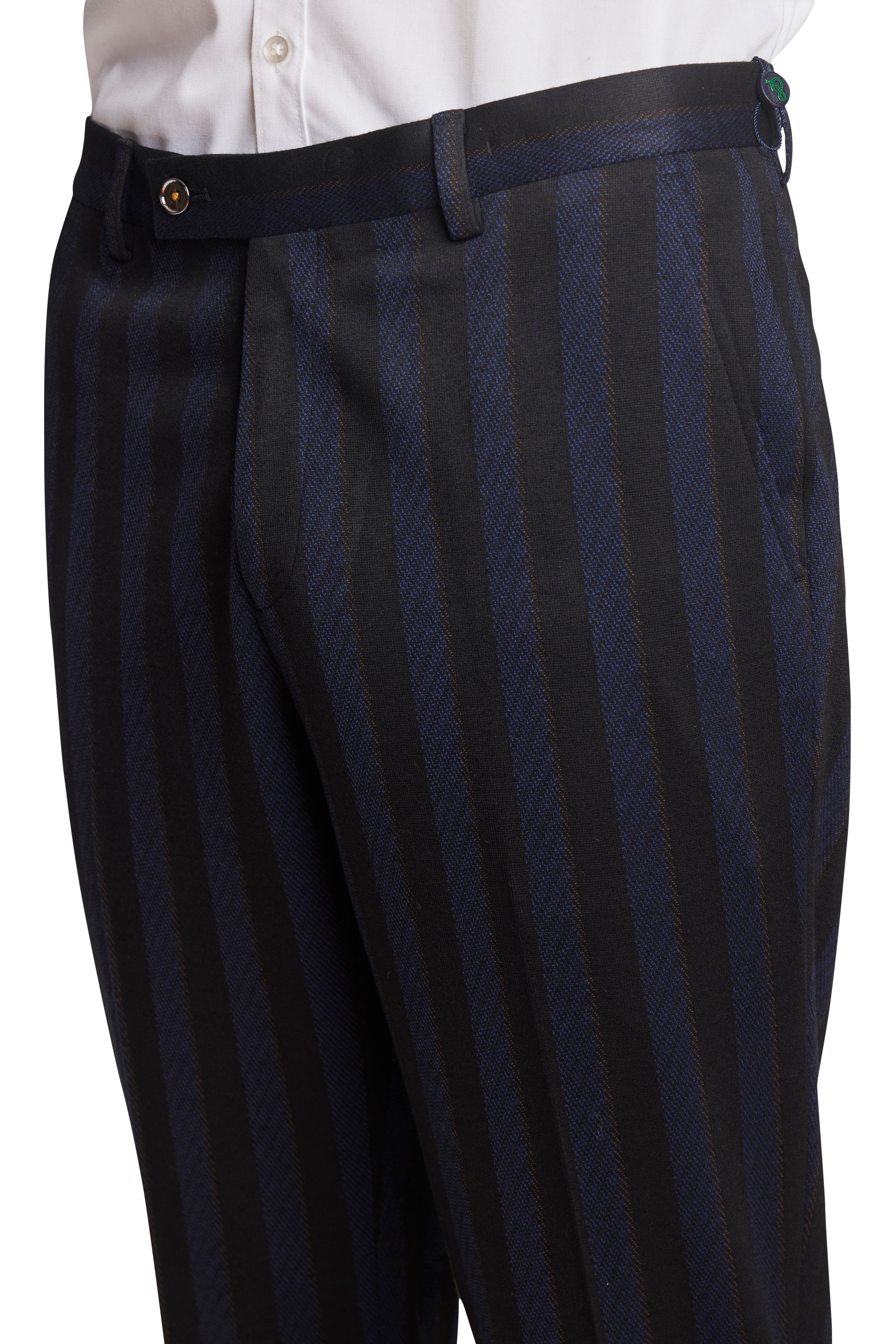 Downing Pants - slim - Navy Black Wide Stripe