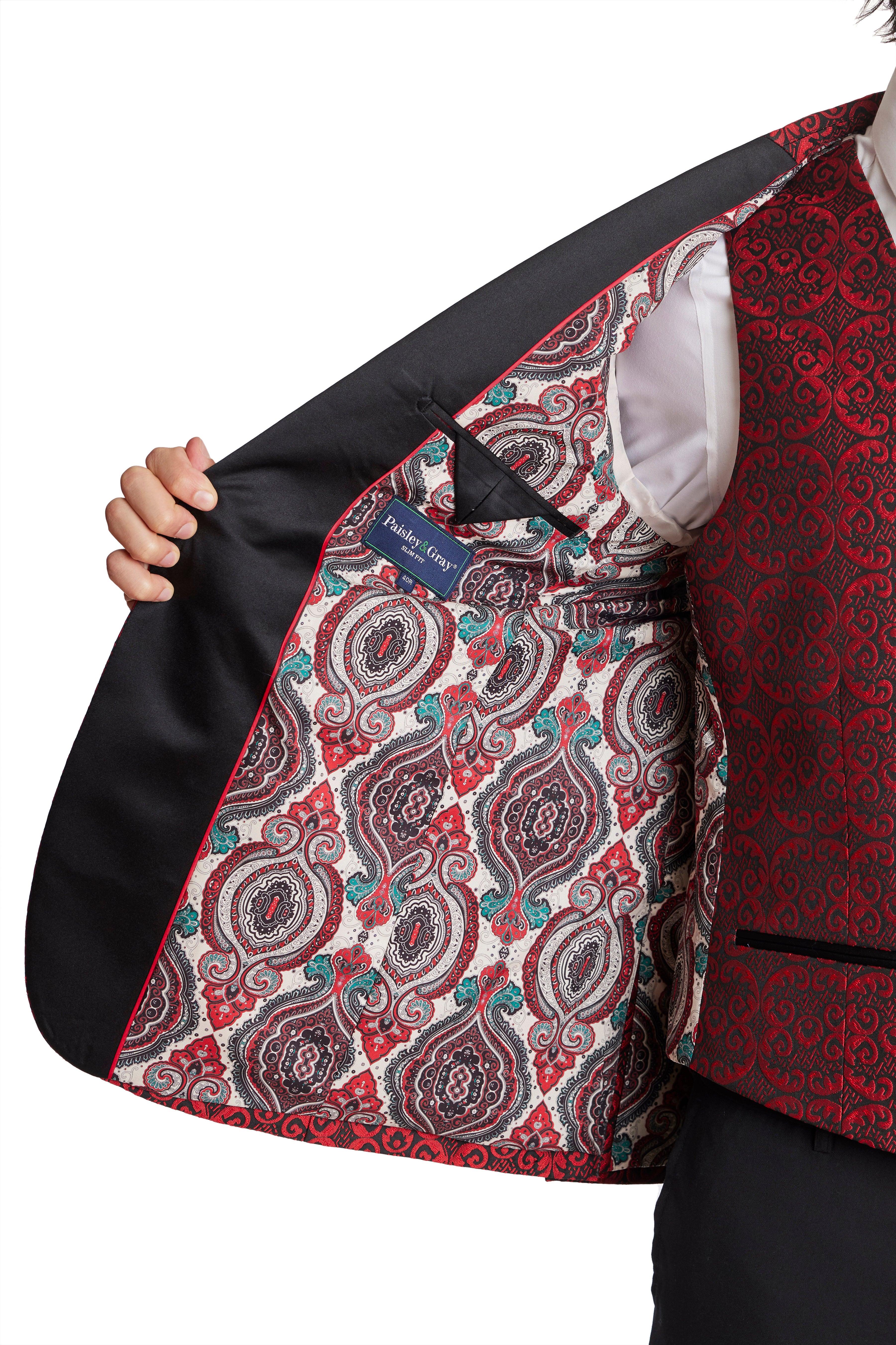 Osborne Notch Tux Jacket - slim - Red and Black