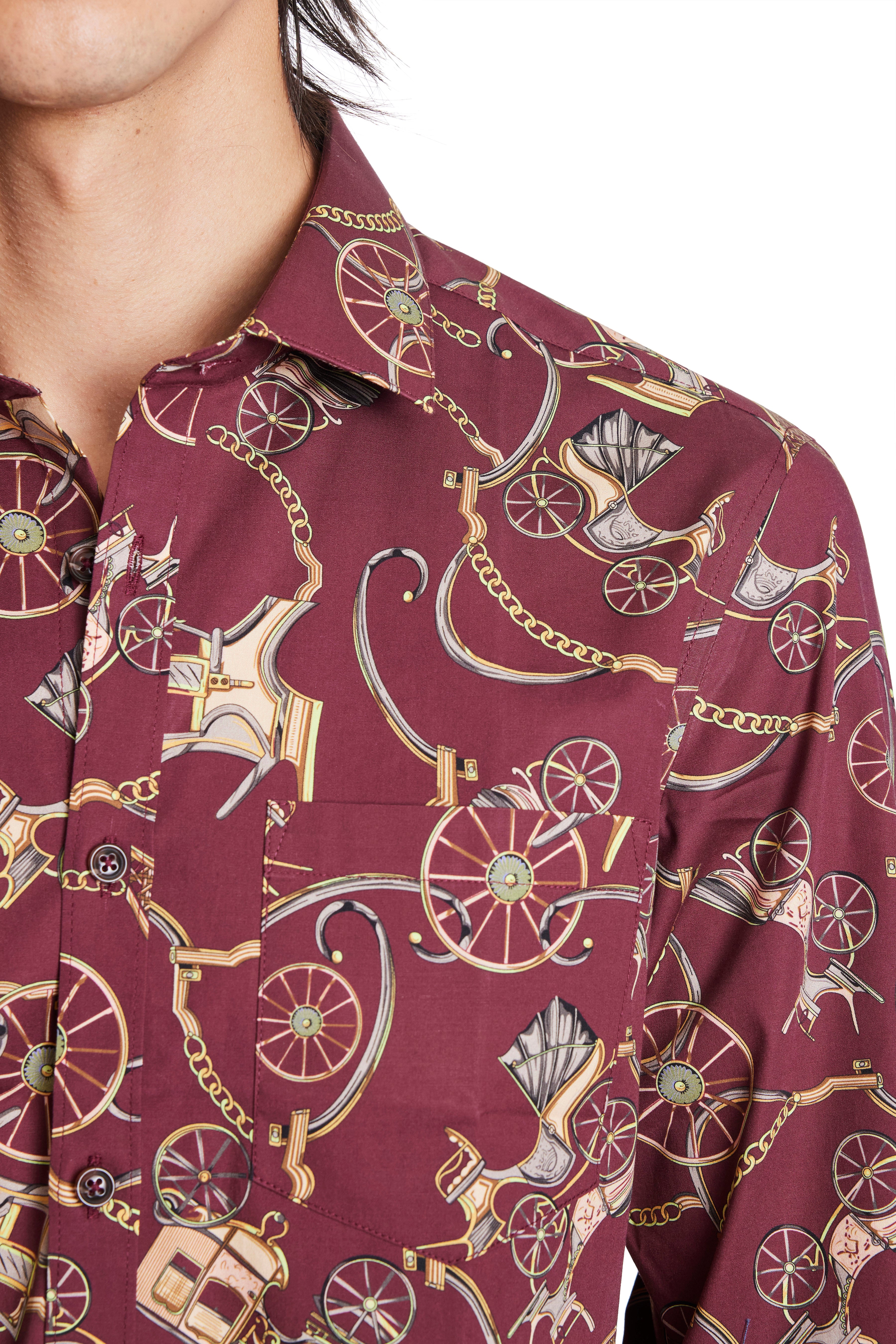 Samuel Spread Collar Shirt - Burgundy Coachman