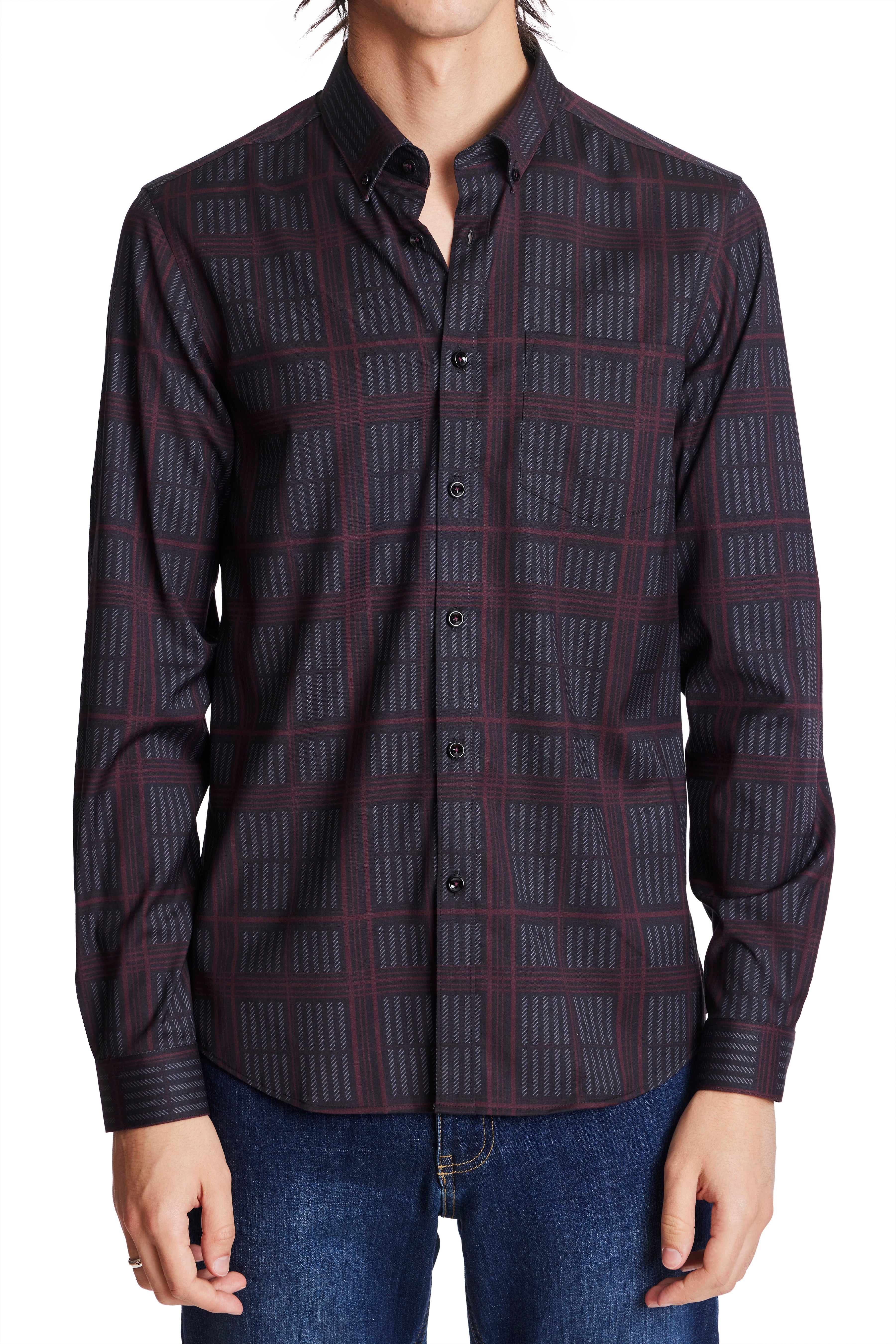 Brian Button Down Shirt - Black and Red
