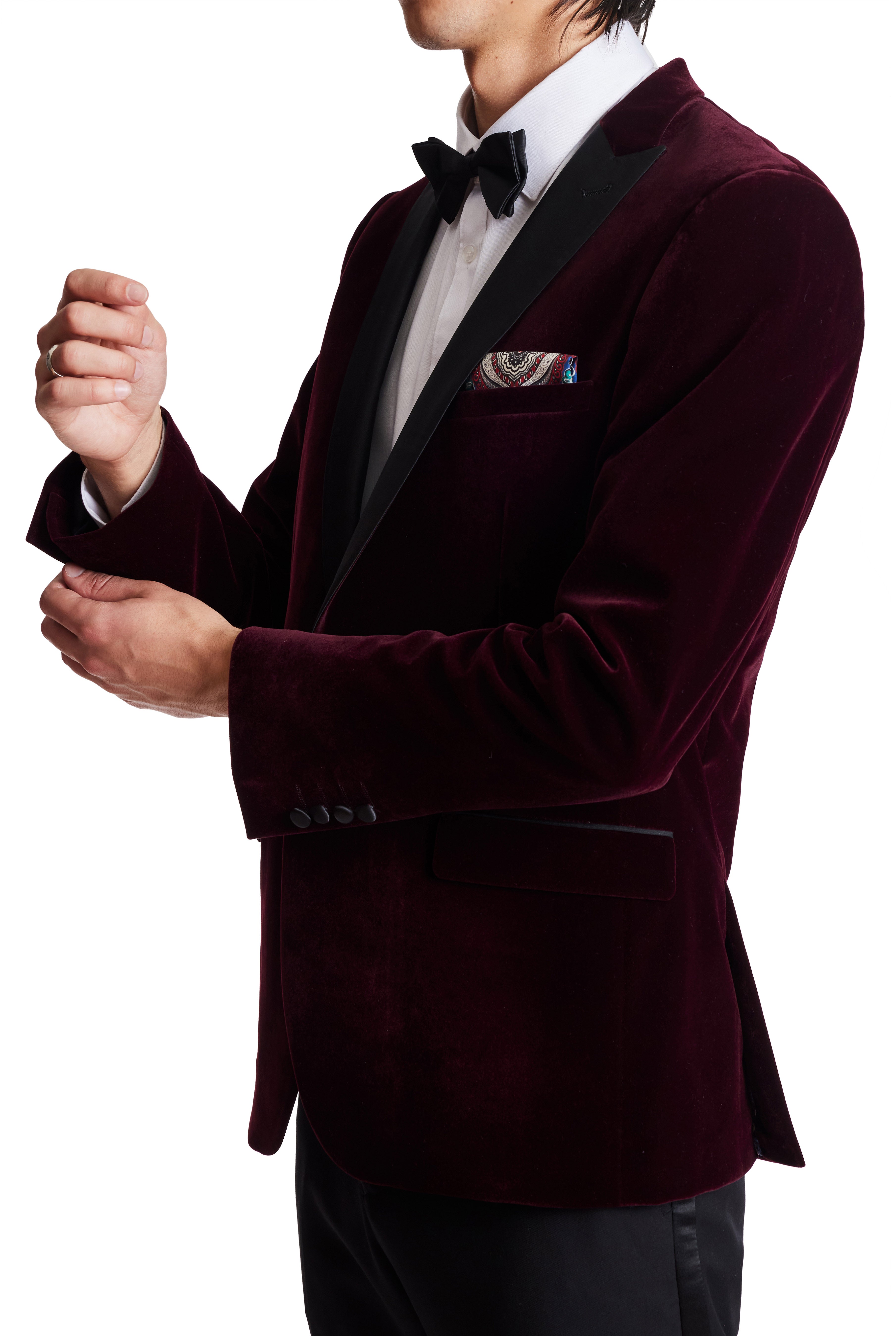 Grosvenor Peak Tux Jacket - slim - Rich Burgundy Velvet
