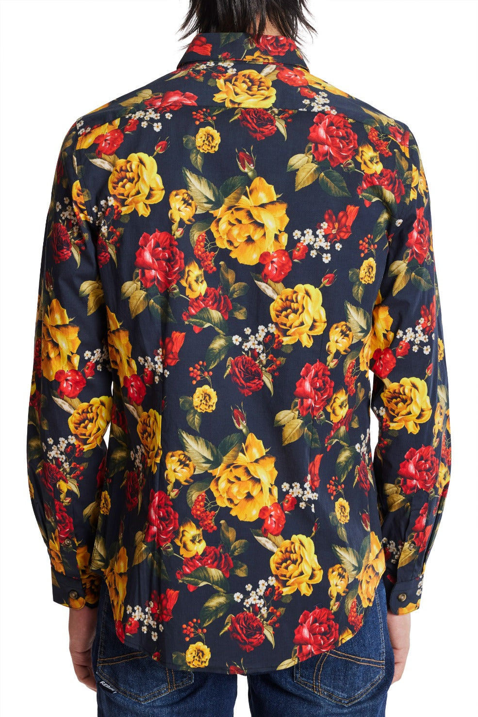 Samuel Spread Collar shirt - slim - Black & Roses