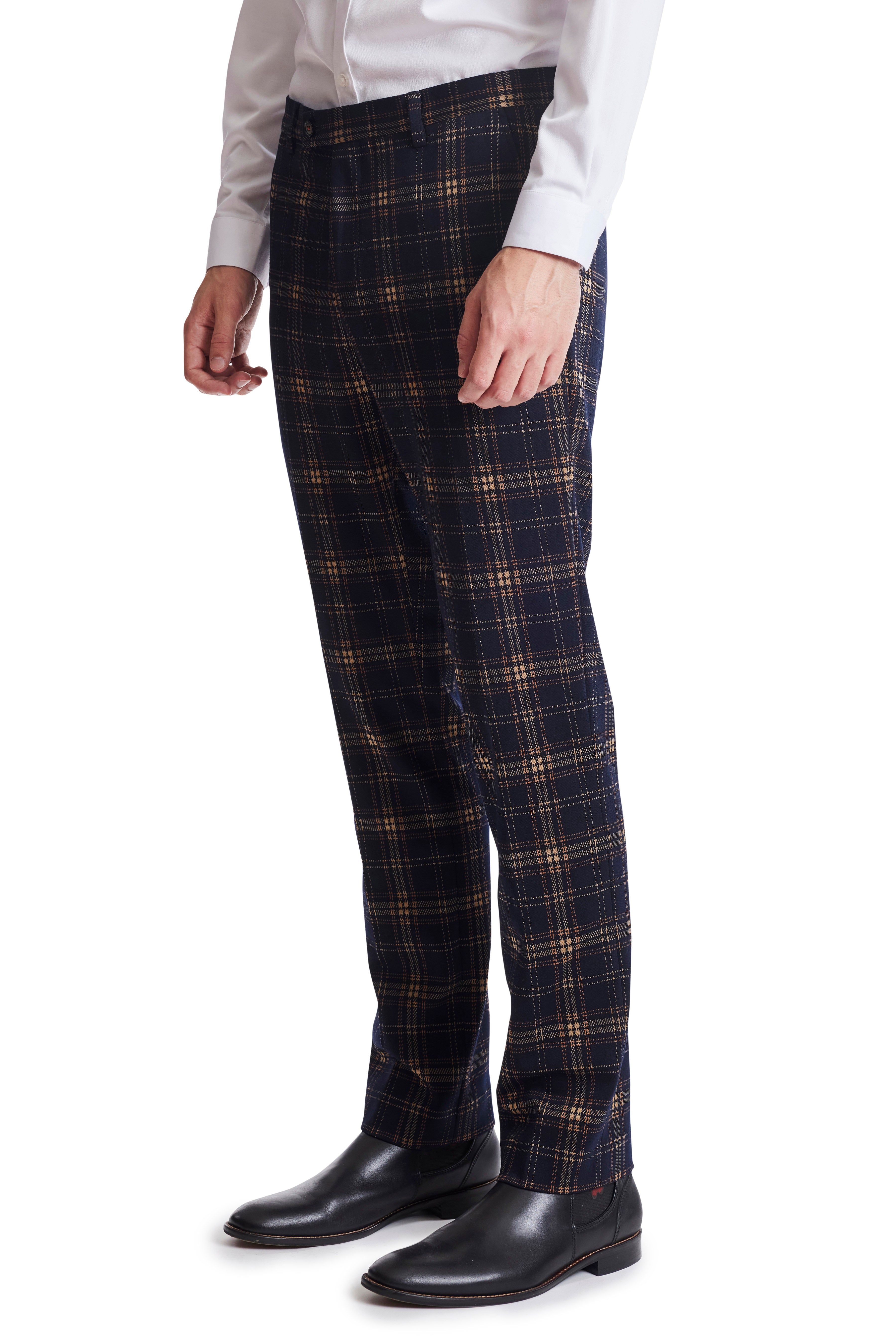 Downing Pants - slim - Navy Tan Pumpkin