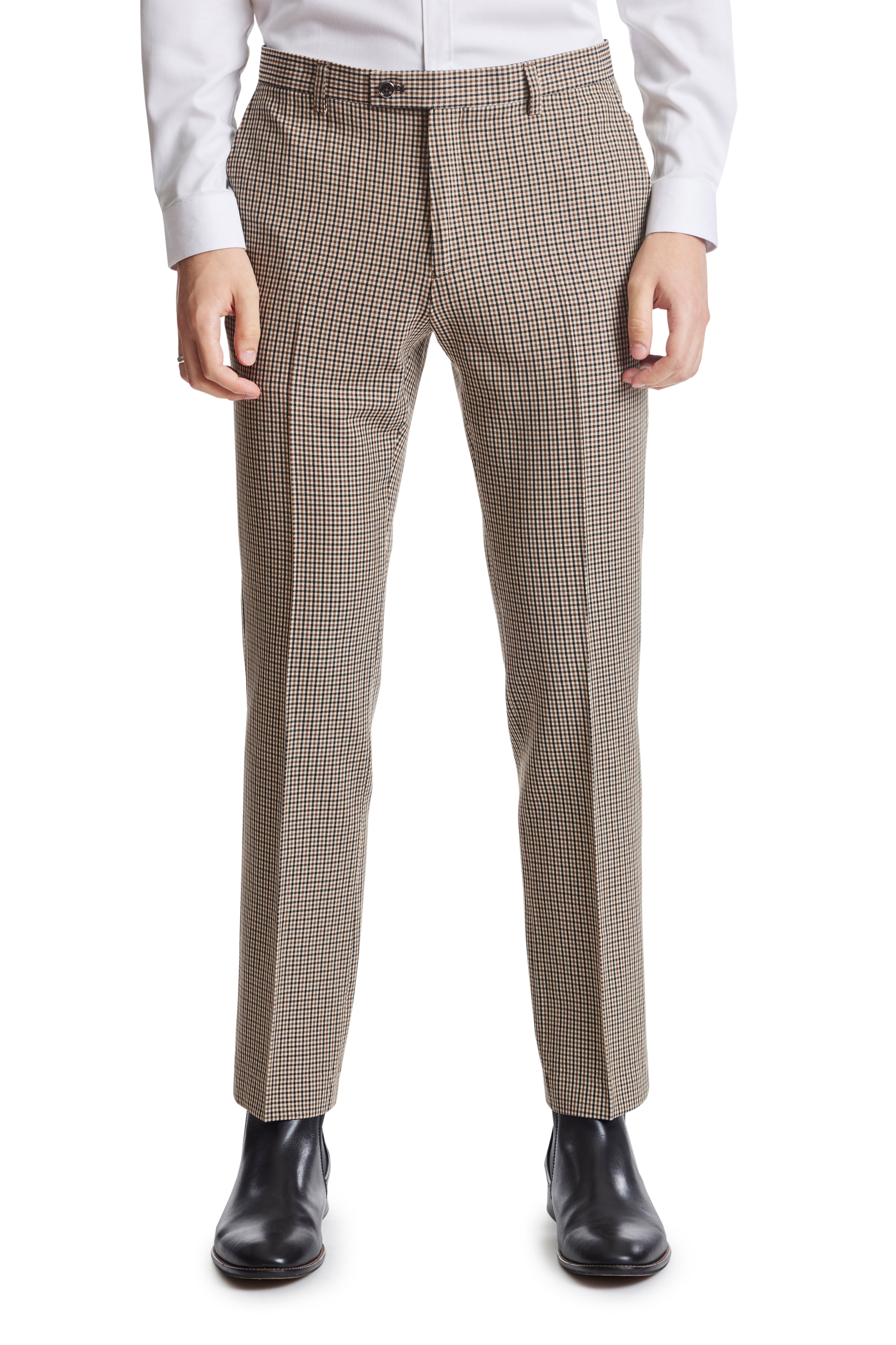Downing Pkt Trim Pants - slim - Brown Winter Gingham