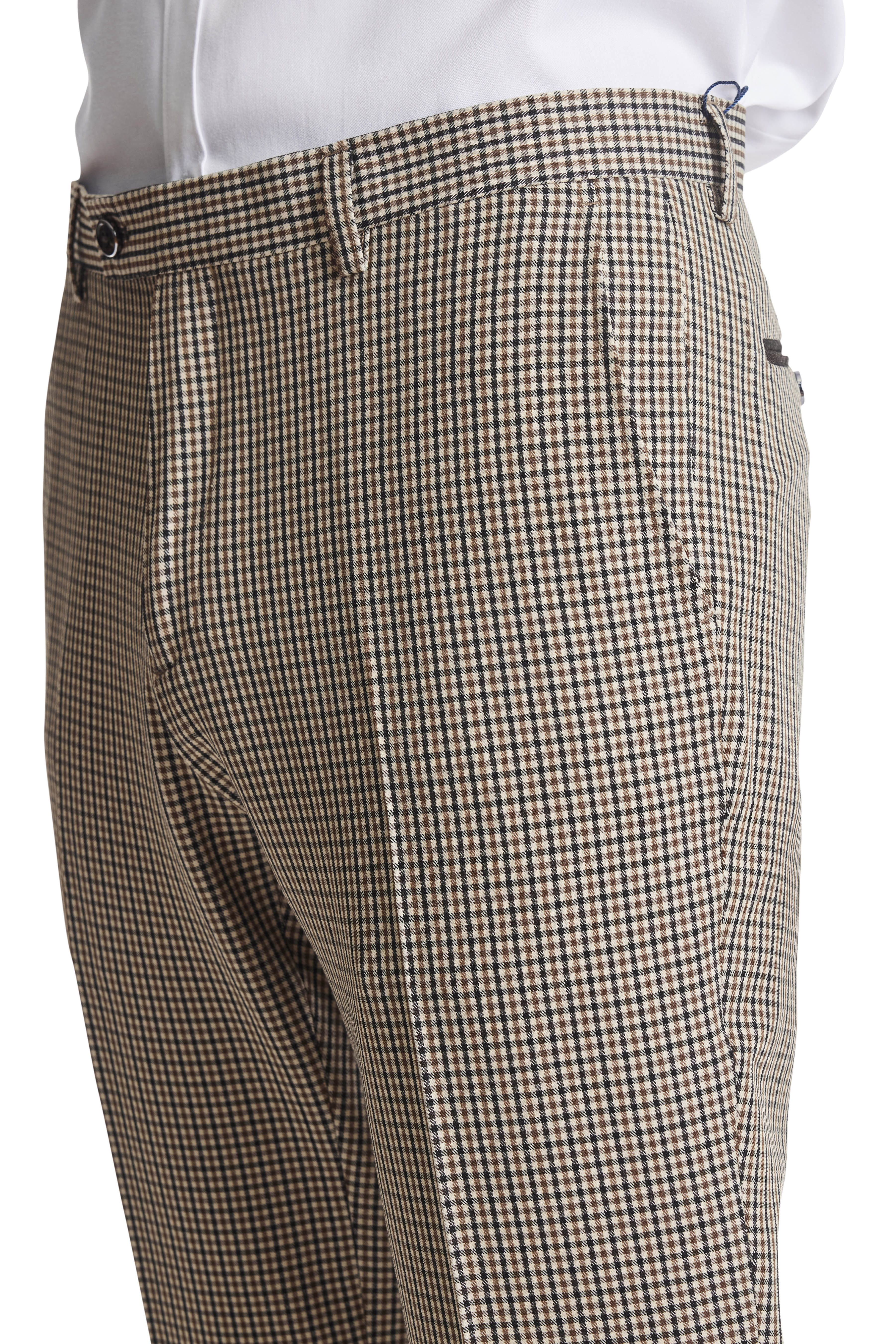 Downing Pkt Trim Pants - slim - Brown Winter Gingham