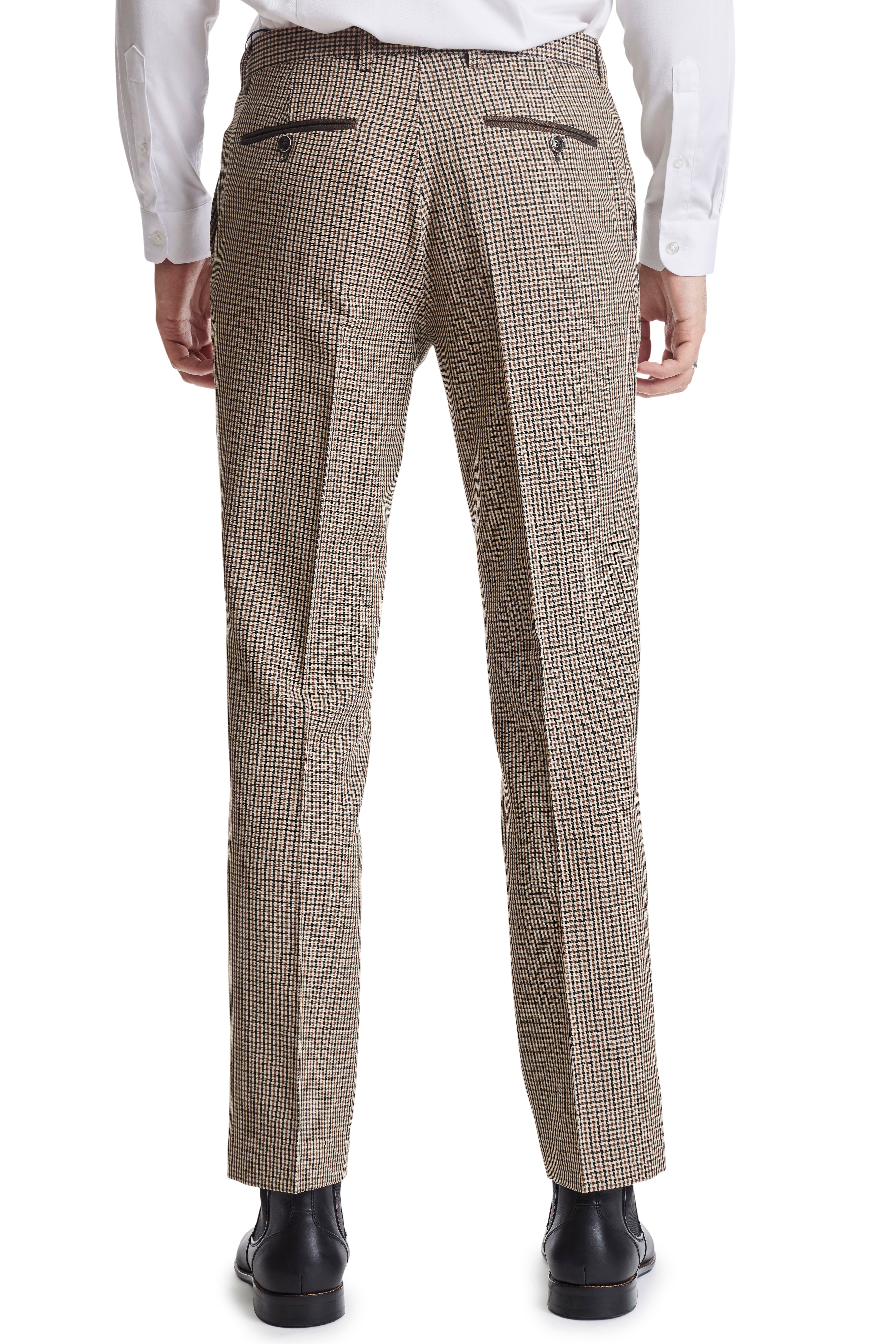 Downing Pkt Trim Pants - slim - Brown Winter Gingham