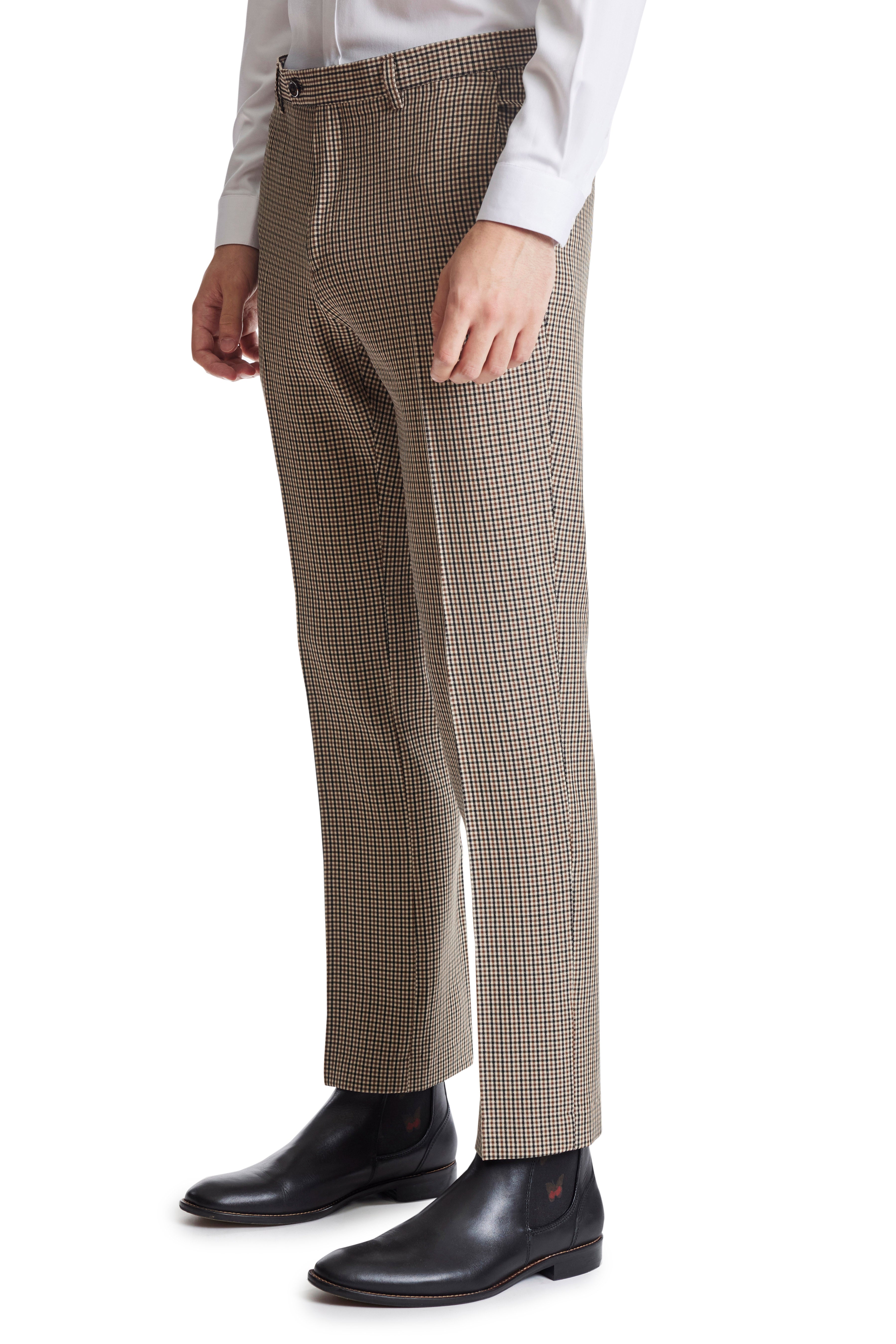 Downing Pkt Trim Pants - slim - Brown Winter Gingham