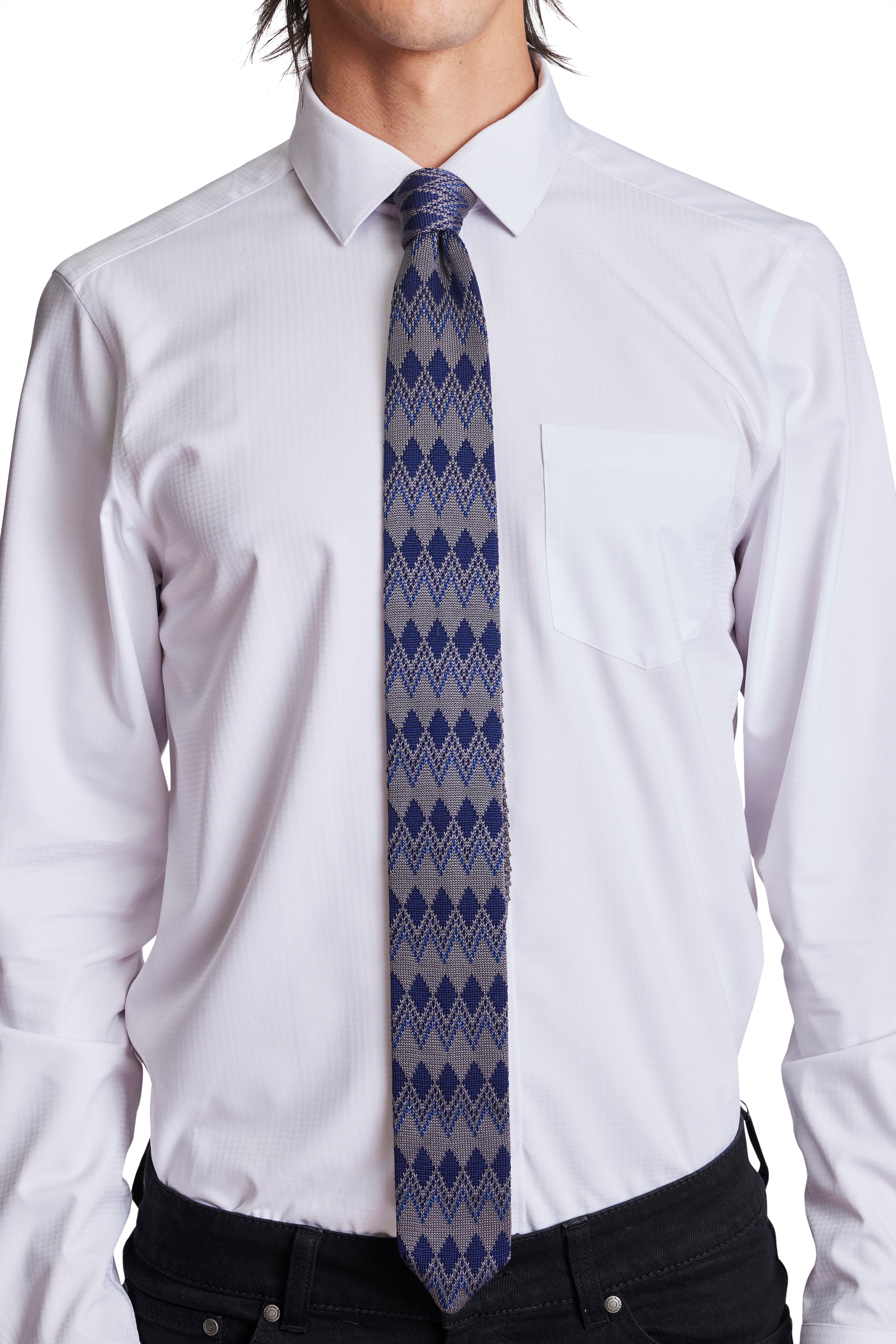 Stanley Lodge Knit Tie - Grey Blue Haze