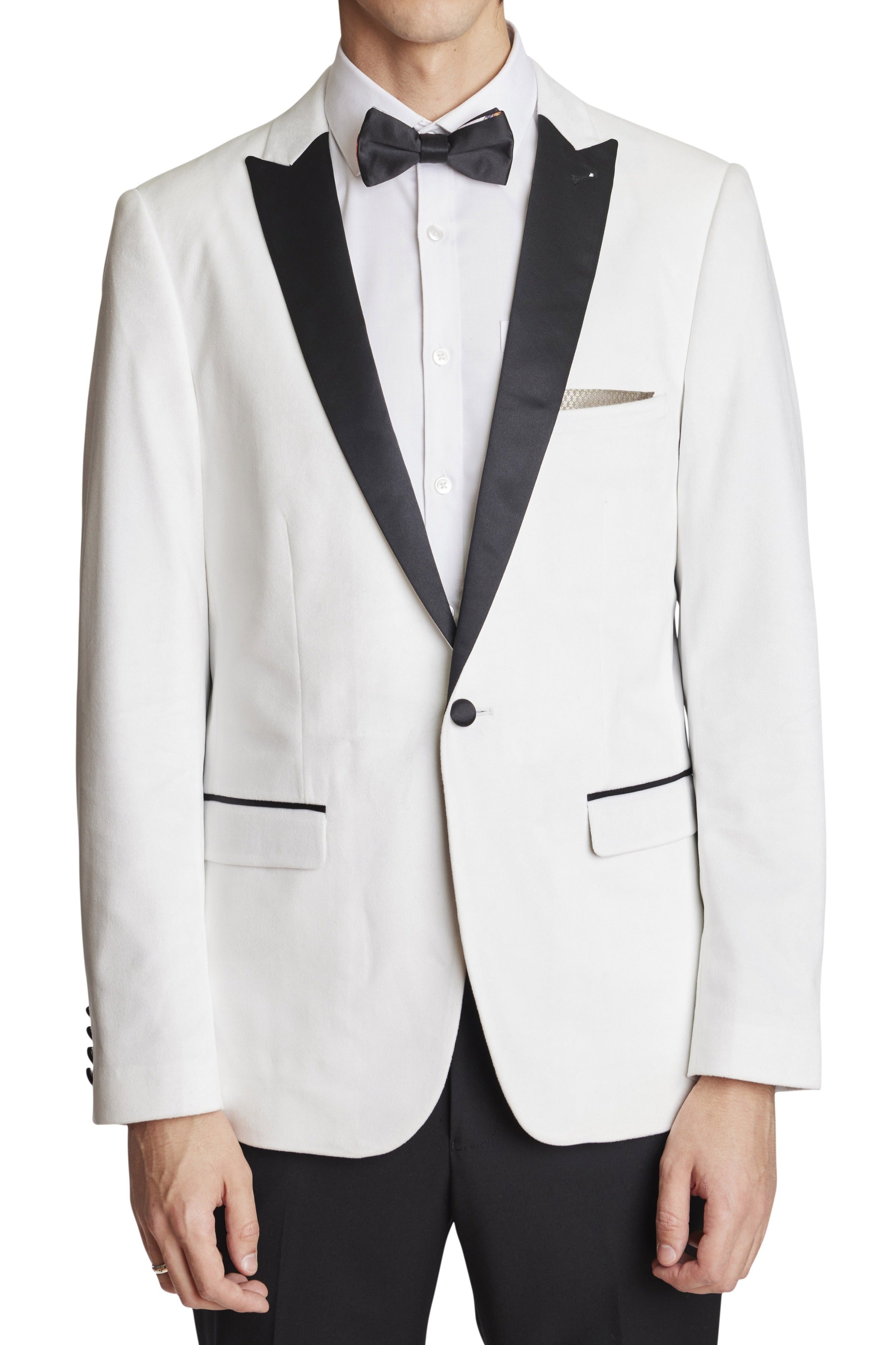 Grosvenor Peak Tux Jacket - slim - White Frost Velvet