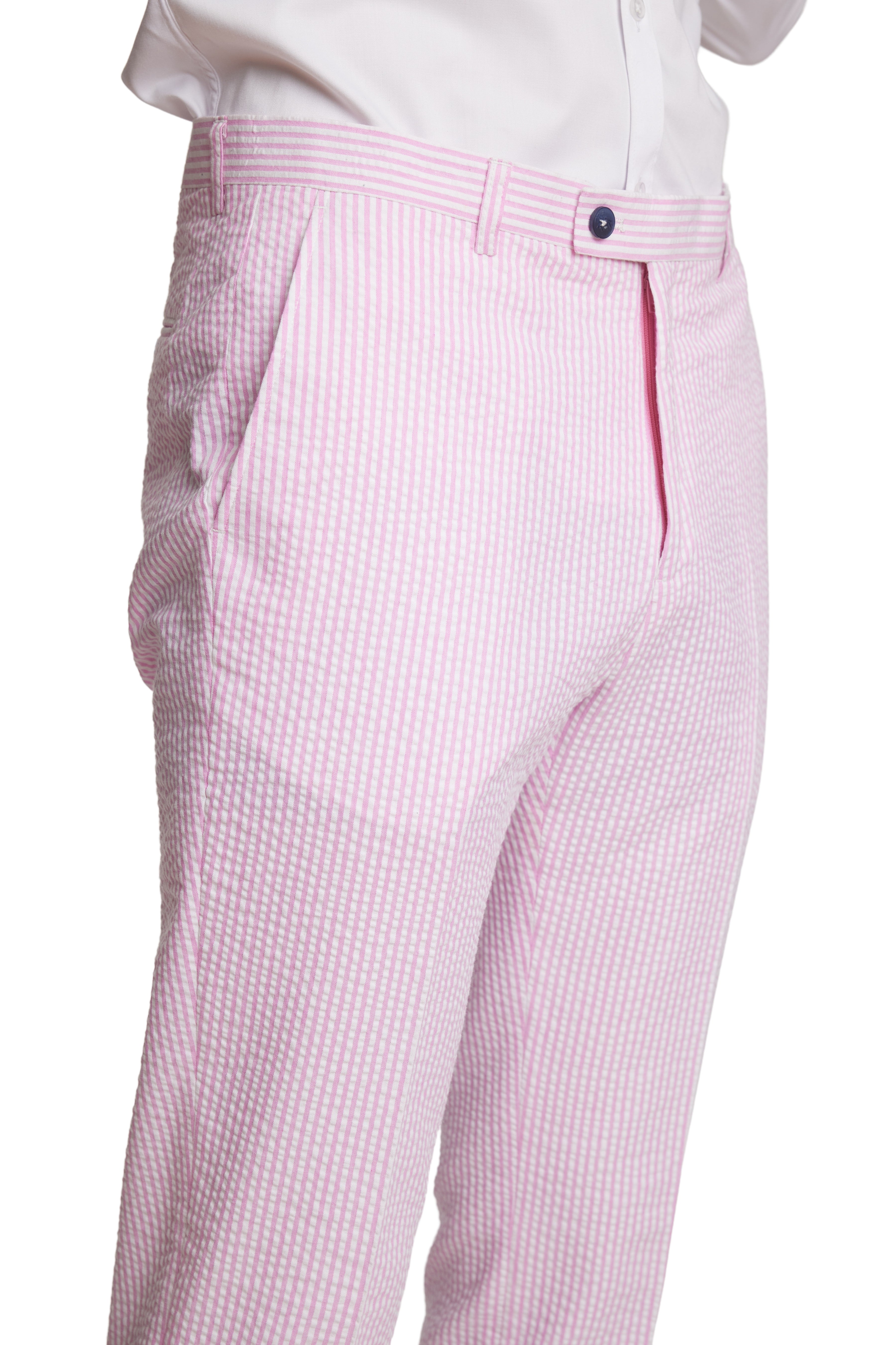 Downing Pants - slim - Pink Wht Seersucker Stripes