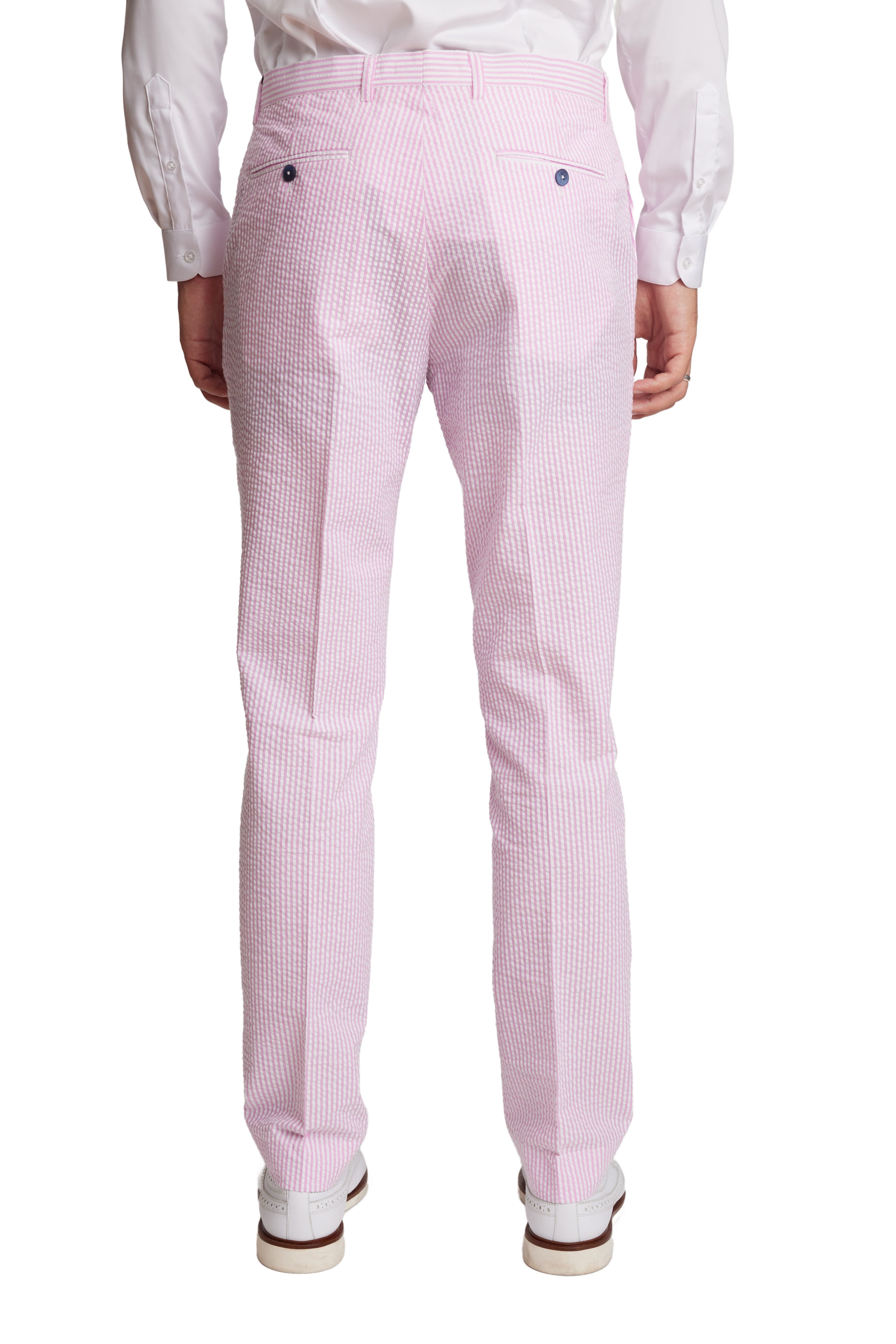 Downing Pants - slim - Pink Wht Seersucker Stripes