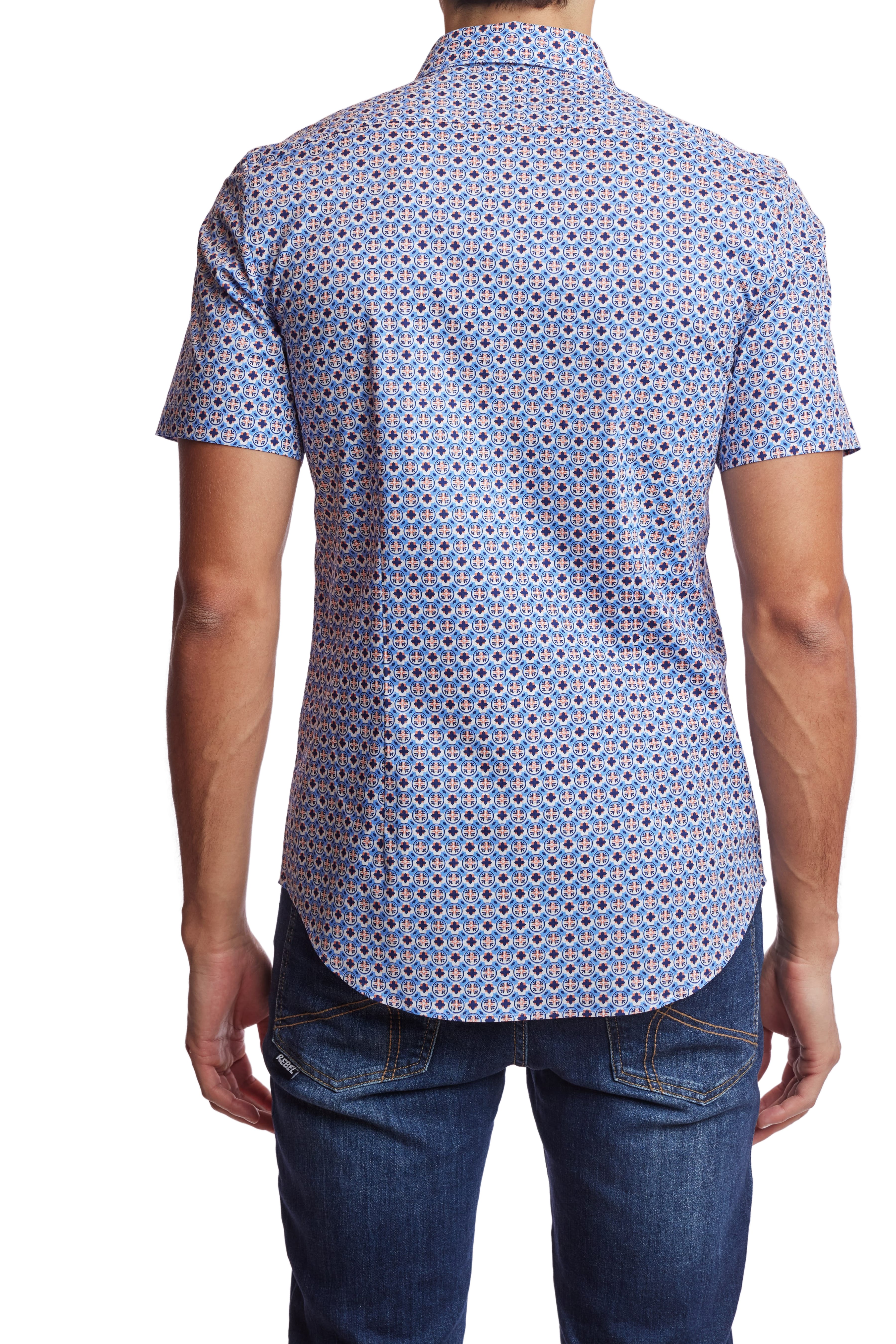 Sawyer S/S Shirt - Blue Orange Geo