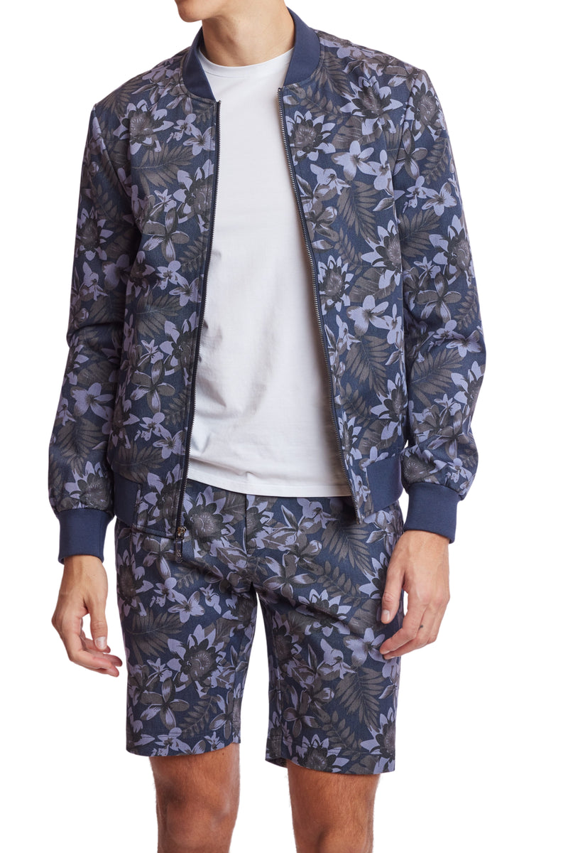 Hyde Bomber Jacket slim Floral Denim