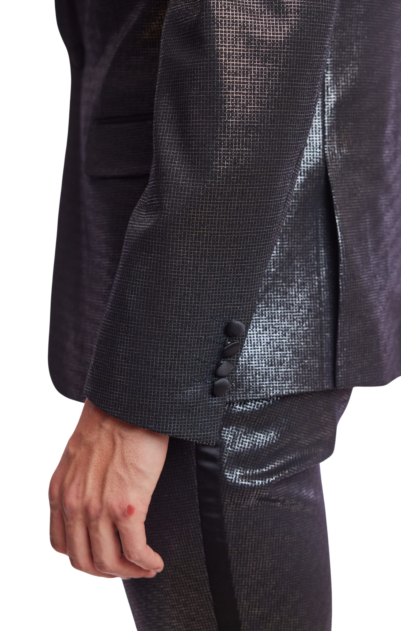 Grosvenor Peak Tux Jacket - slim - Black Silver Knit