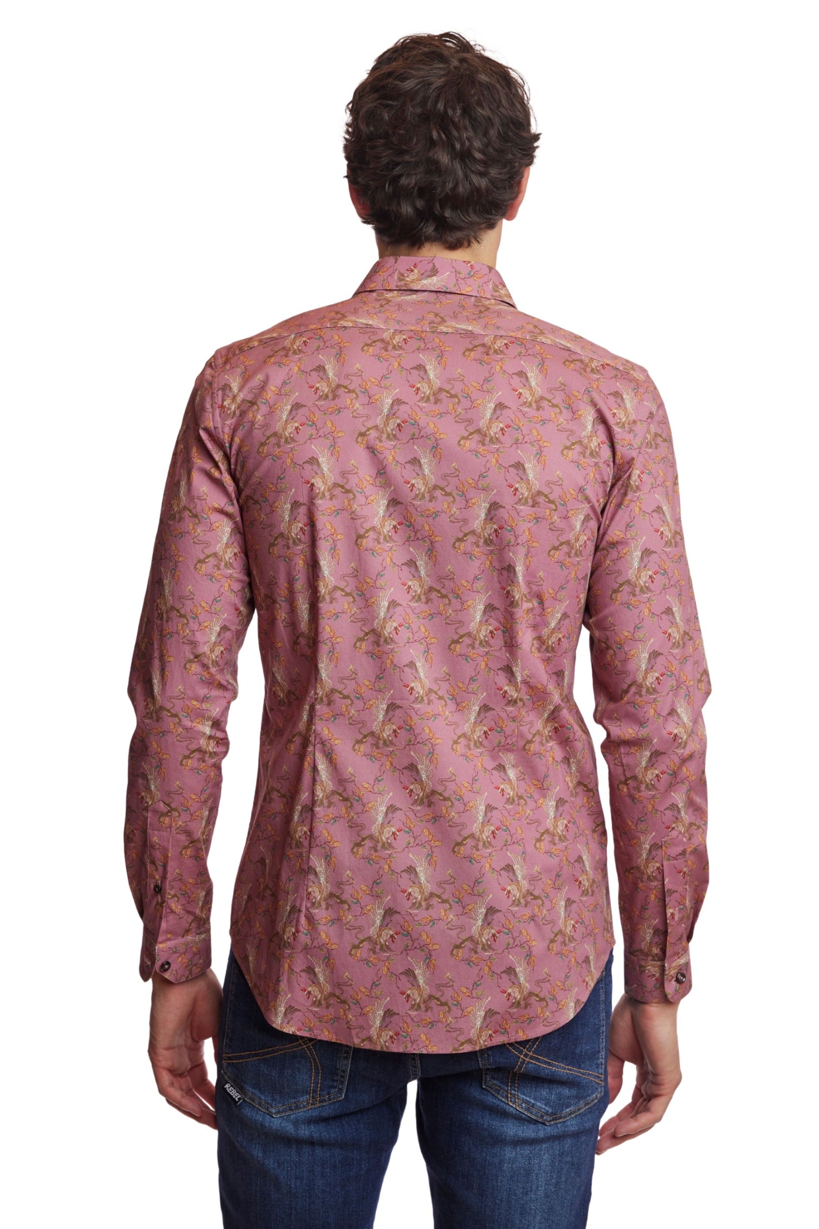 Samuel Spread Collar Shirt - Pink Dragon