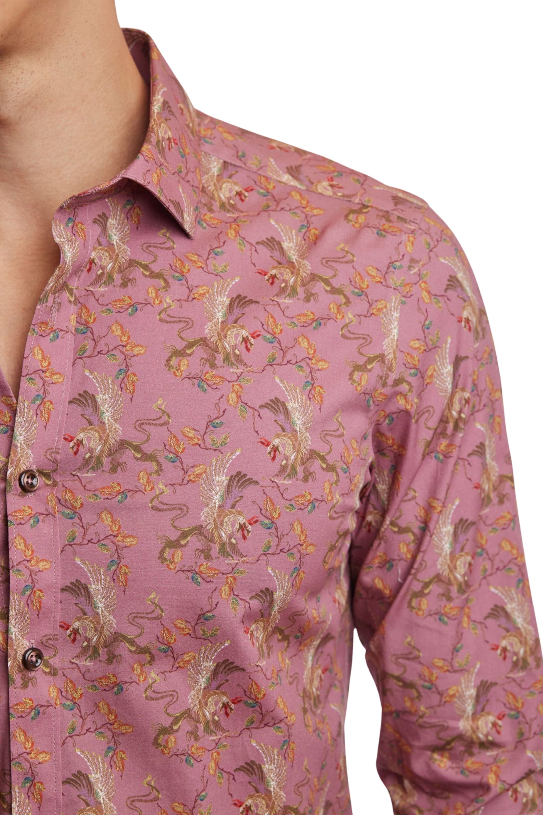 Samuel Spread Collar Shirt - Pink Dragon