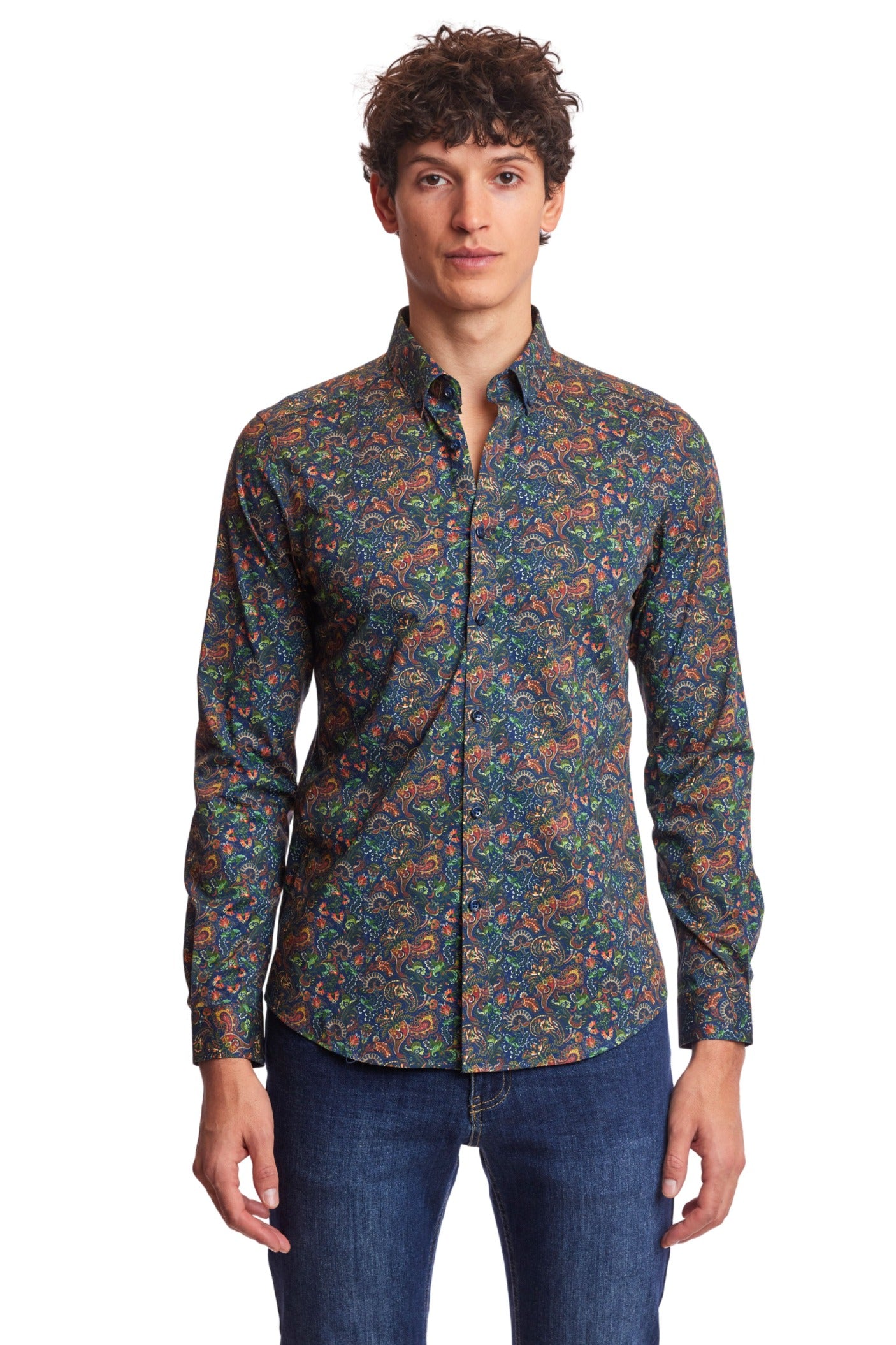 Brian Button Down Shirt - Blue Multi Paisley