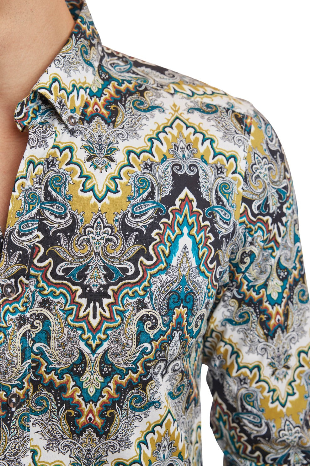 Brian Button Down Shirt - Teal Black Multi