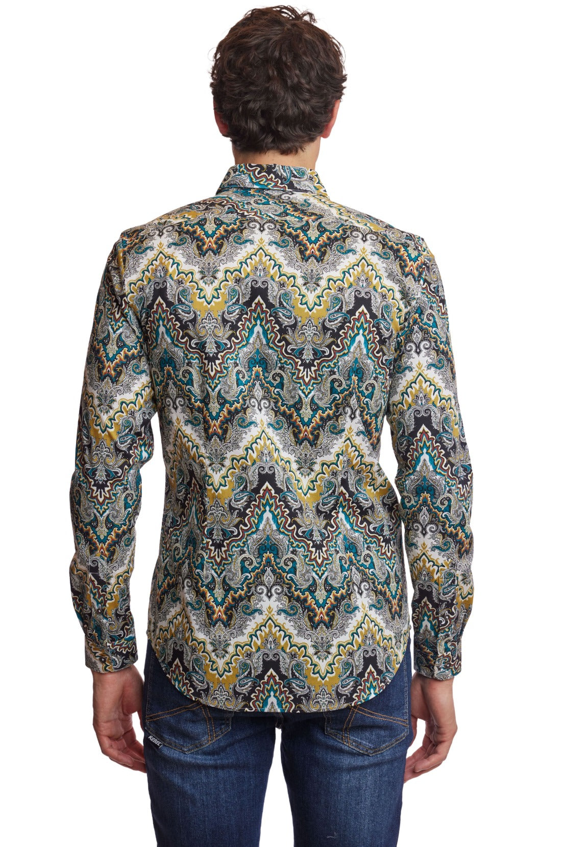 Brian Button Down Shirt - Teal Black Multi
