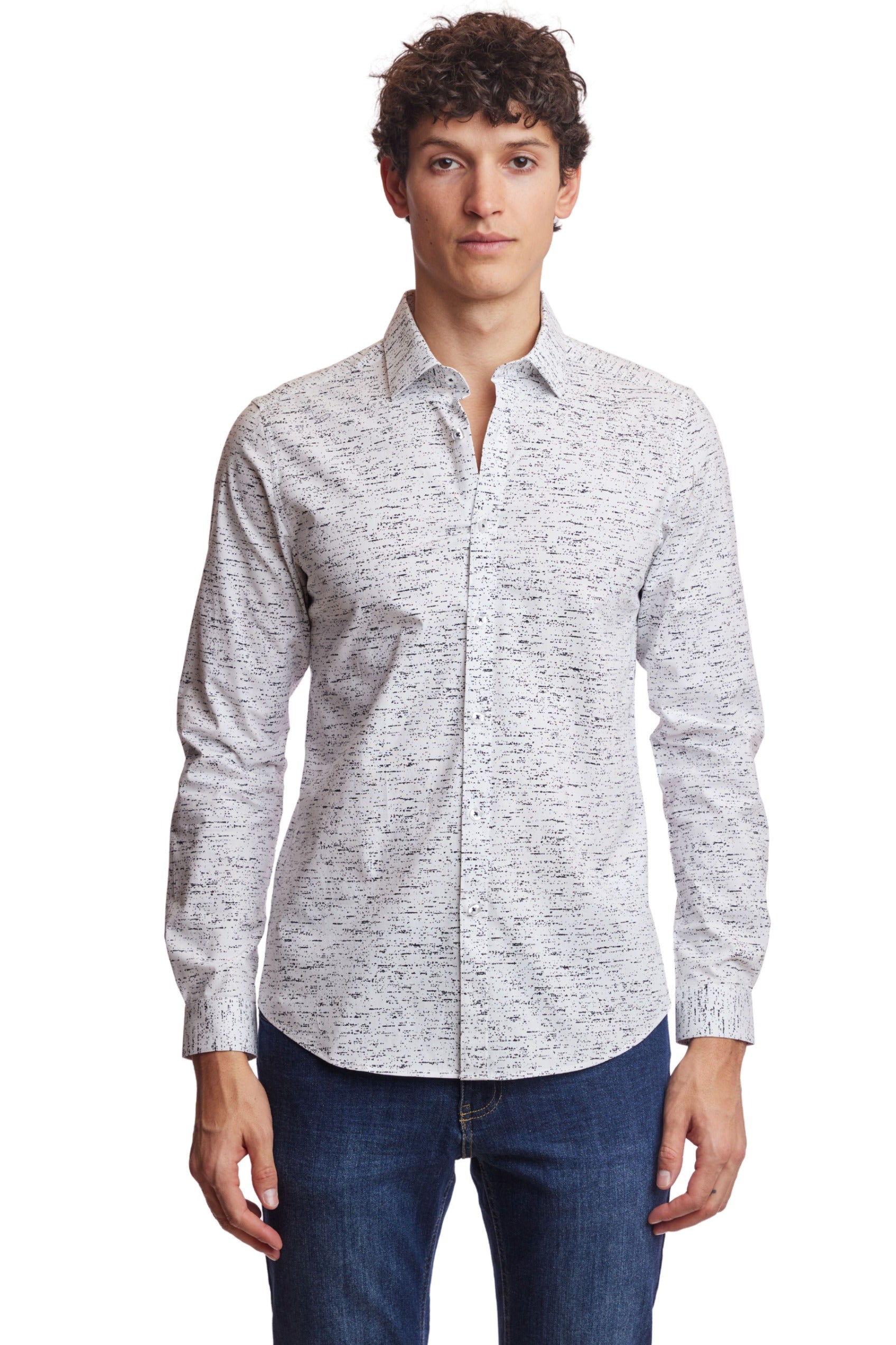 Samuel Spread Collar Shirt - Morse Code