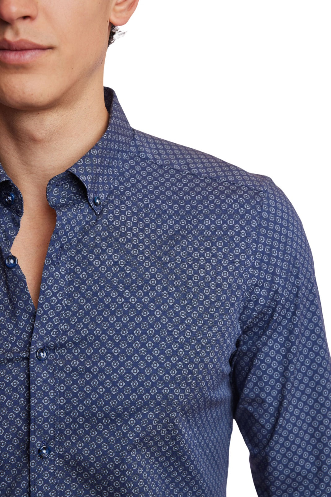 Brian Button Down Shirt - Navy Light Blue