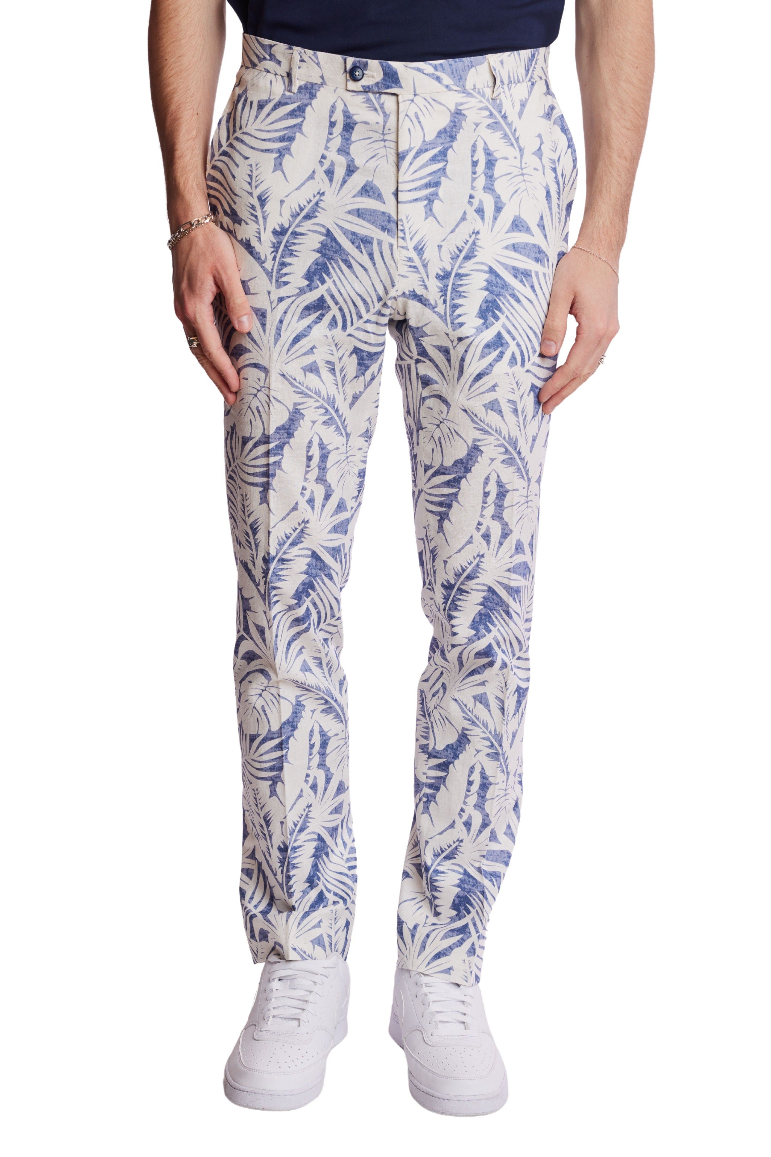 Downing Pants - slim - Faded Blue Leaf