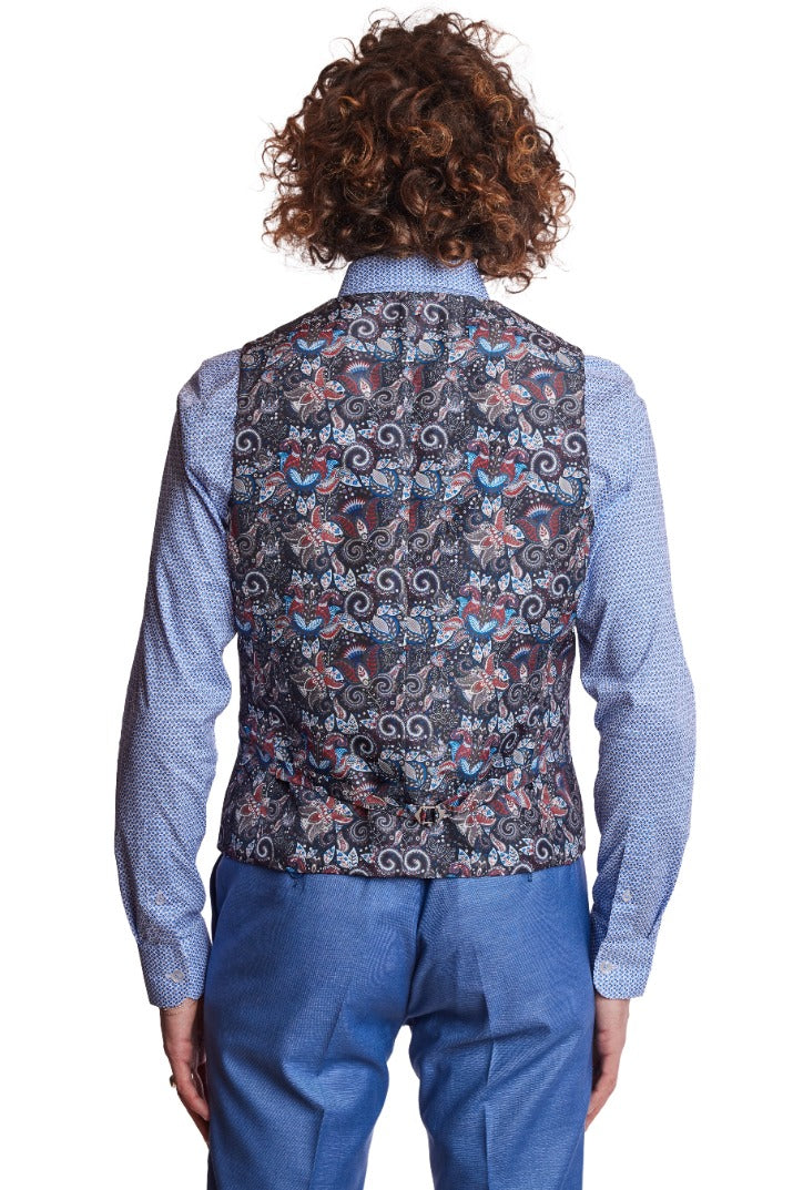 Eaton 5 Button Vest - slim - Blue Shark