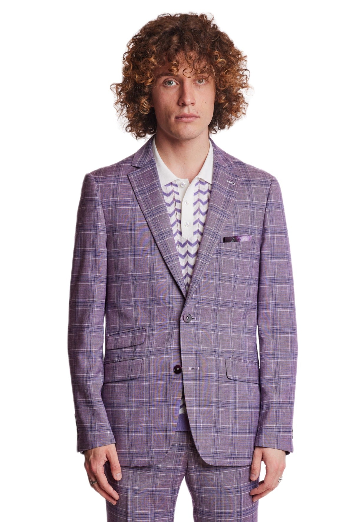 Dover Notch Jacket  - slim - Lilac White Blue Check