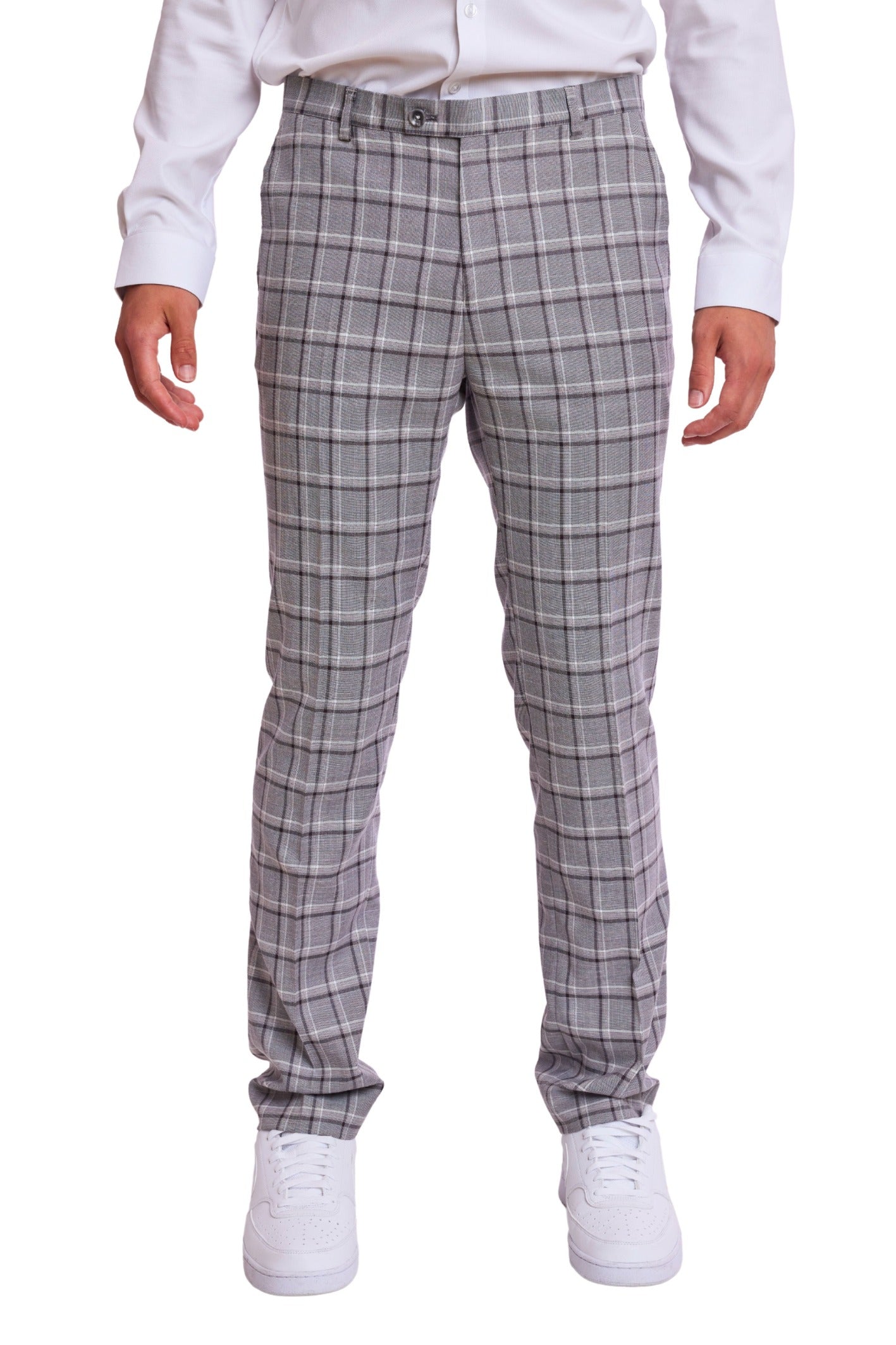 Downing Pants - slim - Grey Wht Peach Check