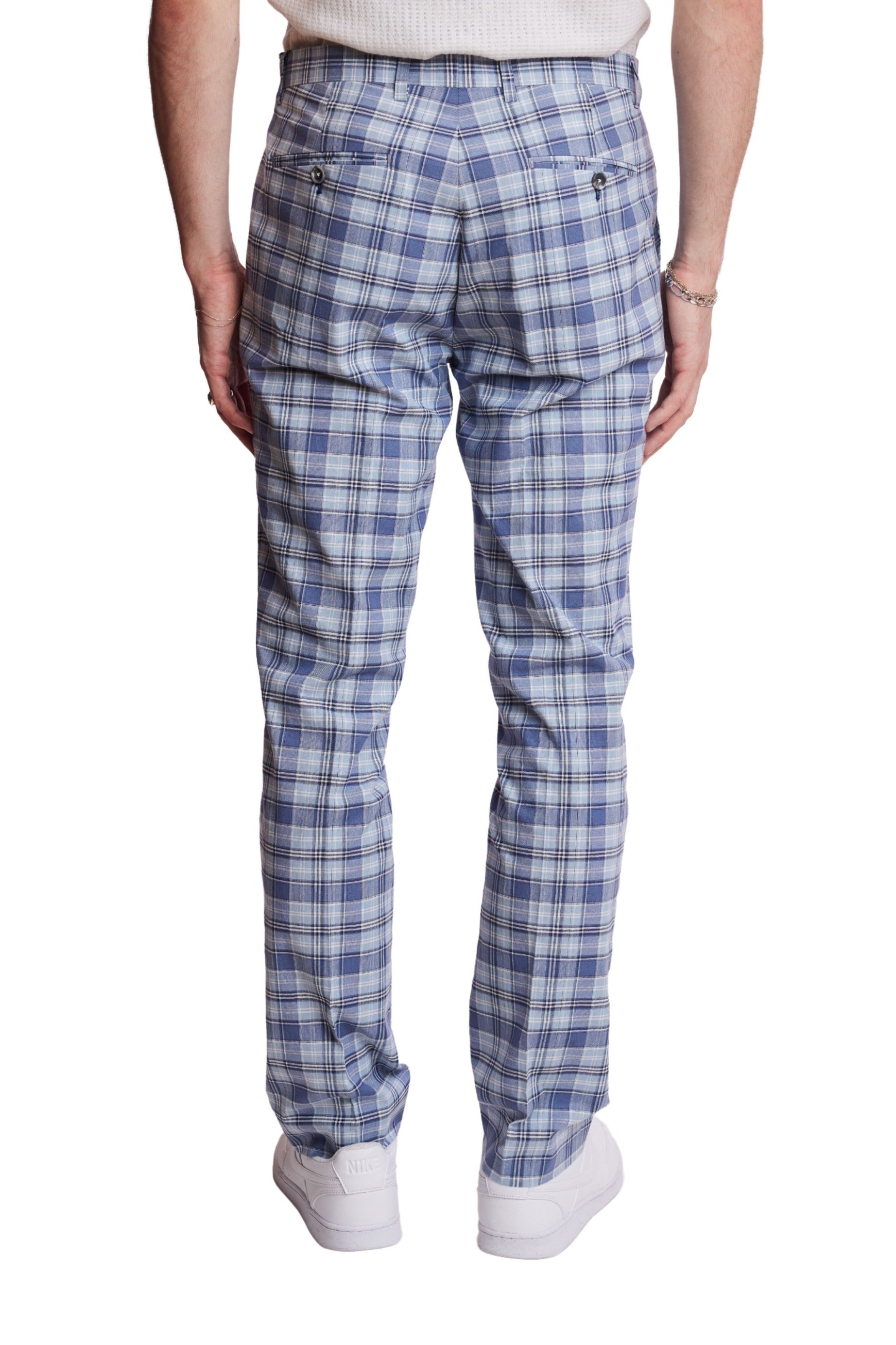 Downing Pants - slim - Blue Madras Check