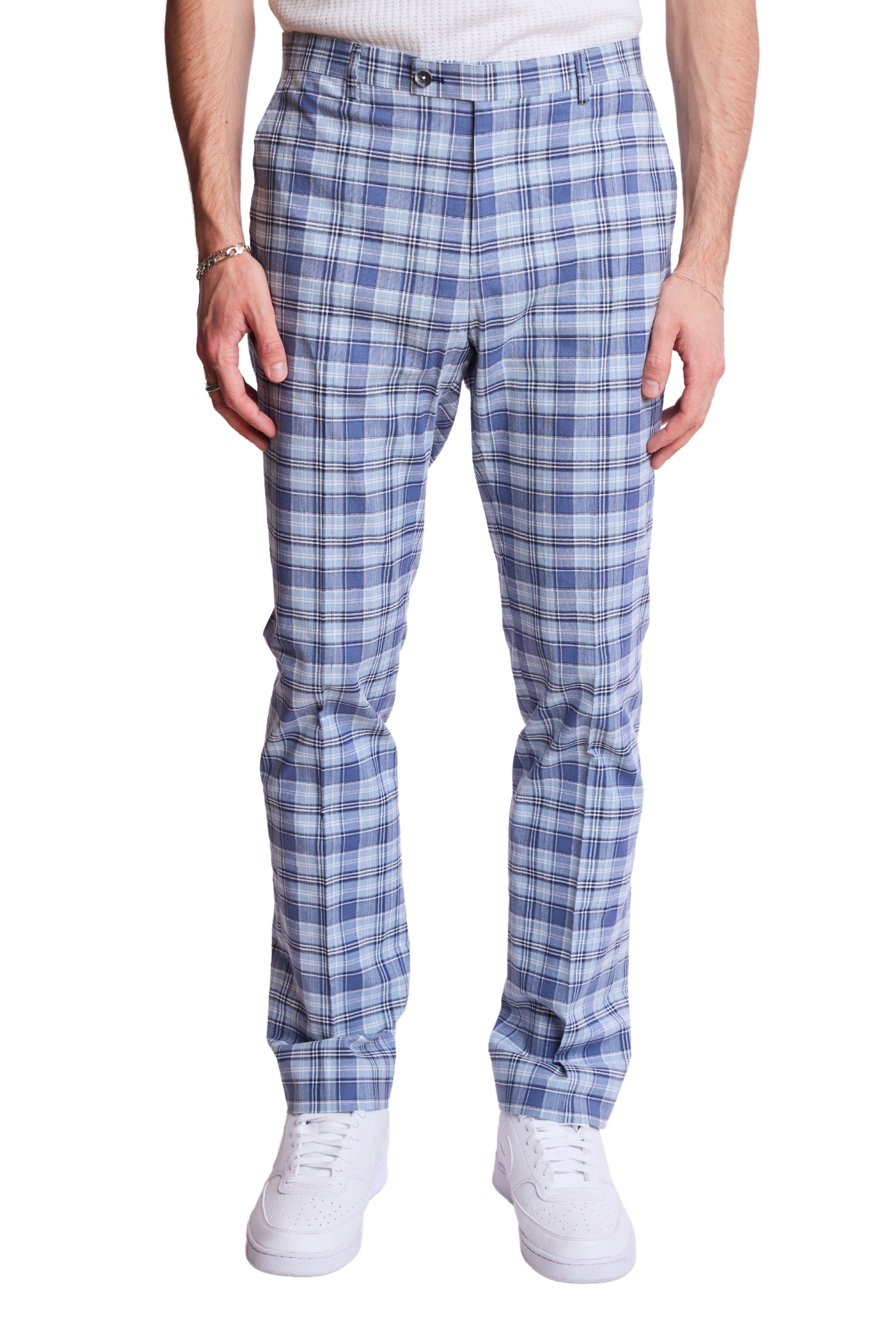 Downing Pants - slim - Blue Madras Check
