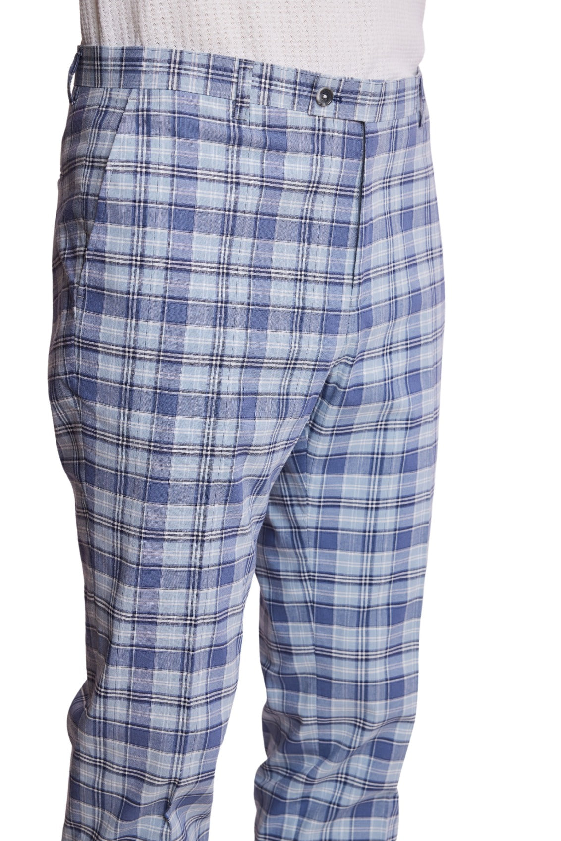 Downing Pants - slim - Blue Madras Check