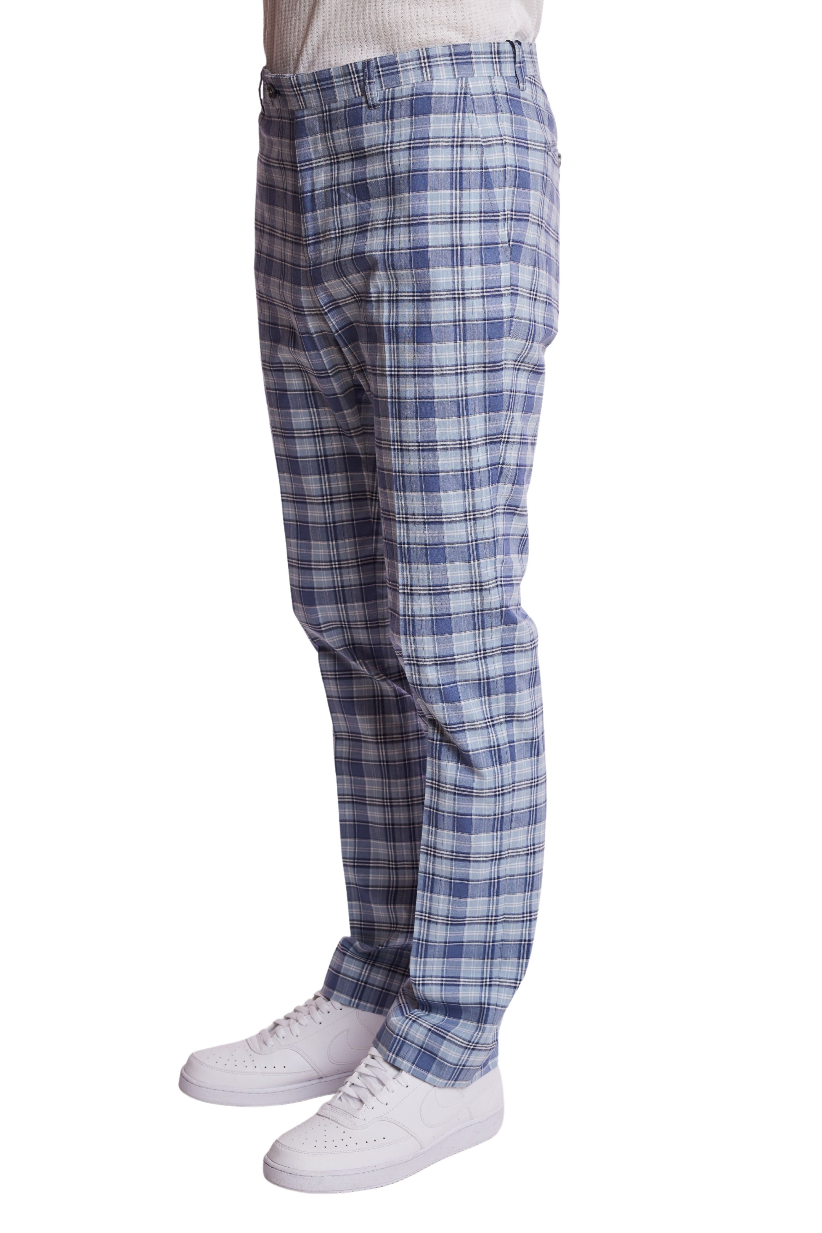 Downing Pants - slim - Blue Madras Check