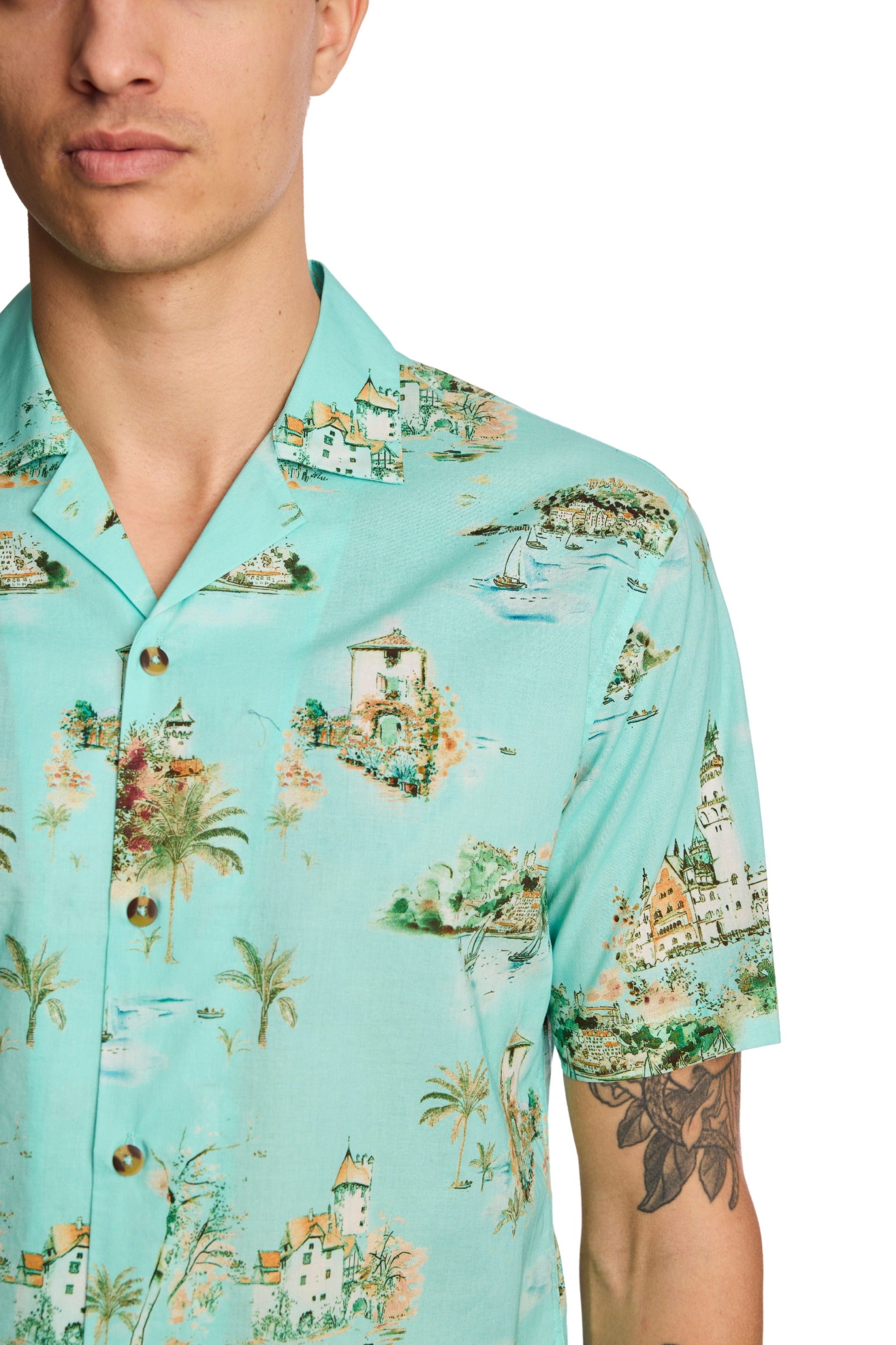 Camp Collar Shirt - Green Summer Island