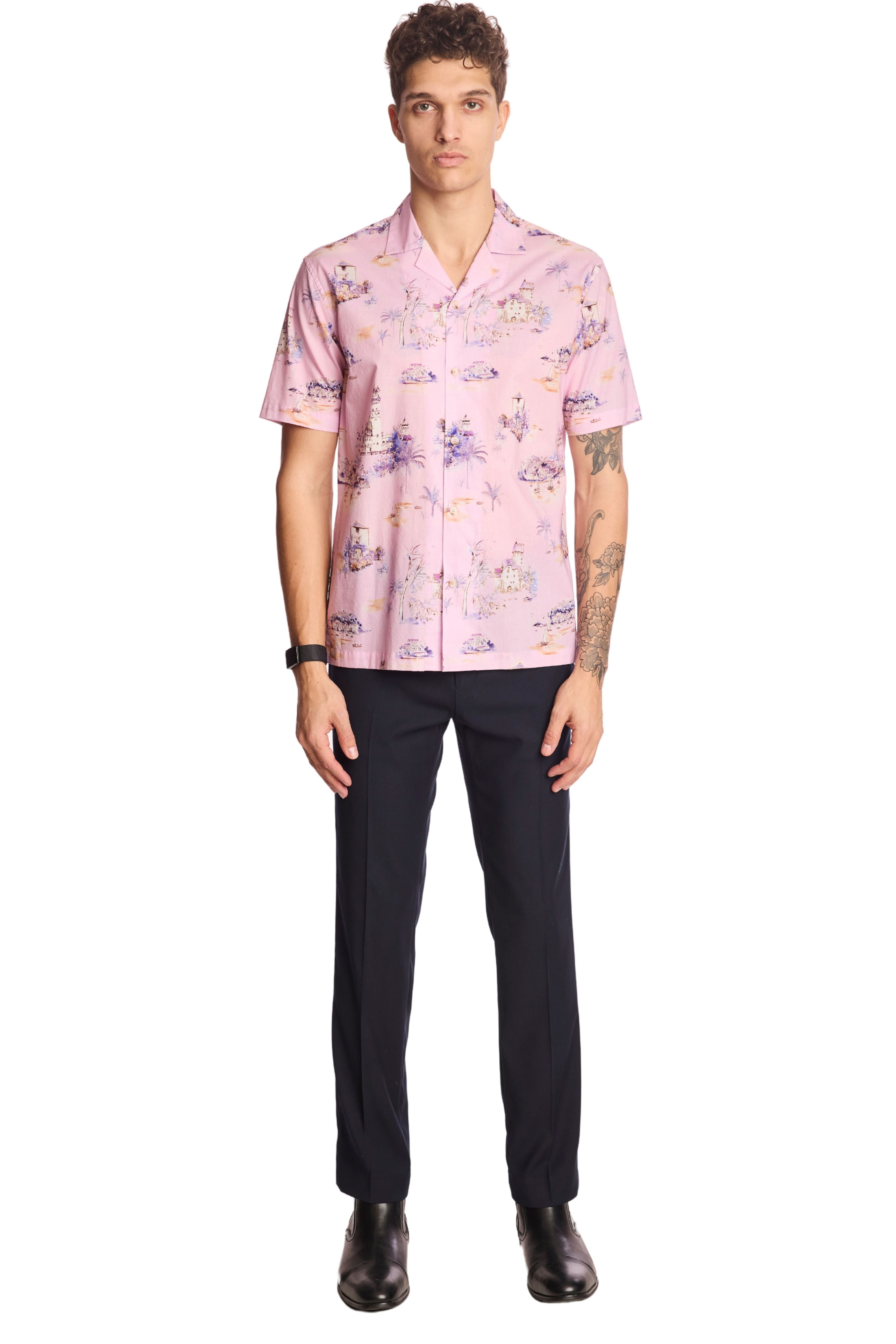 Camp Collar Shirt - Pink Summer Island