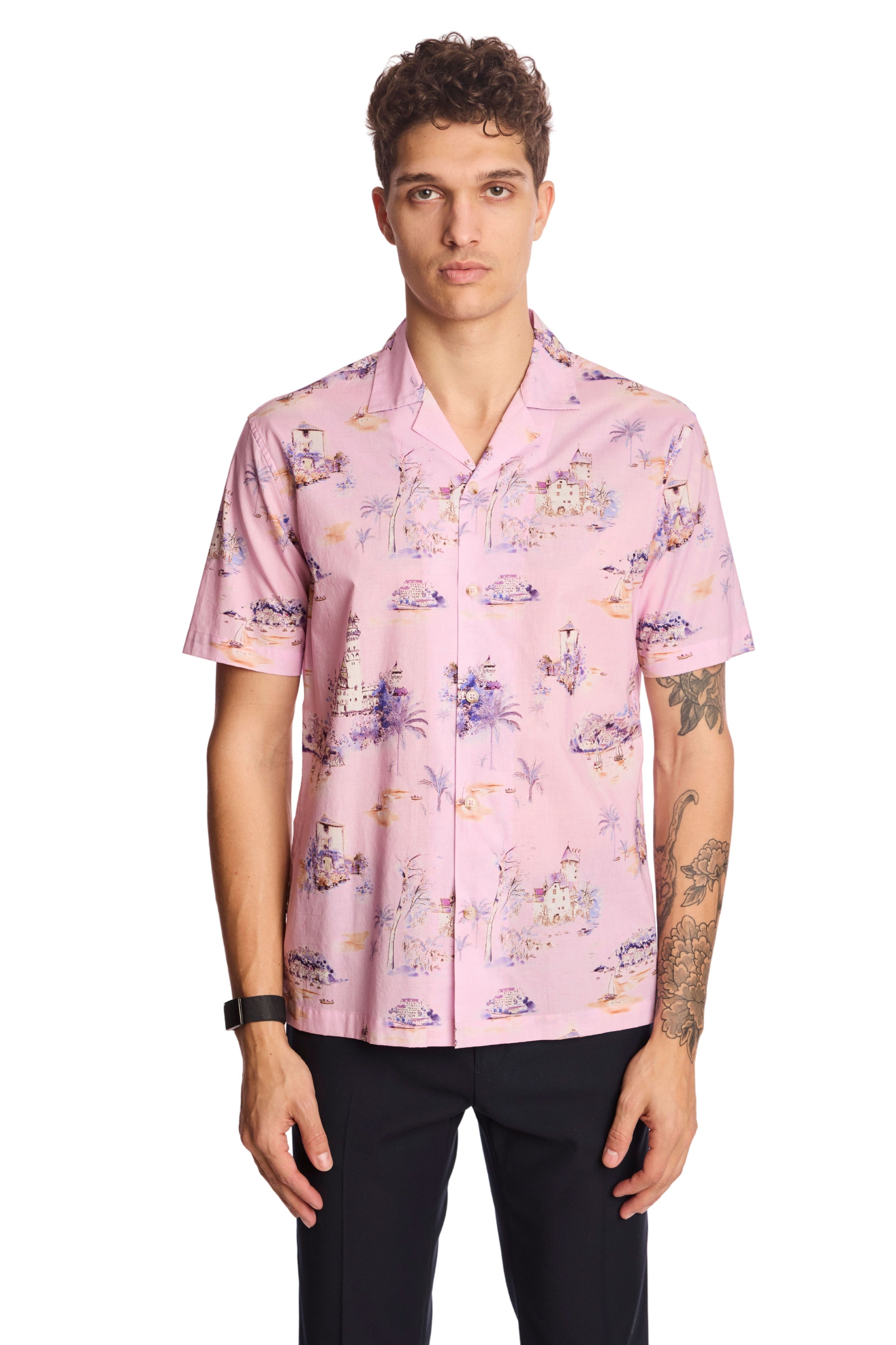 Camp Collar Shirt - Pink Summer Island