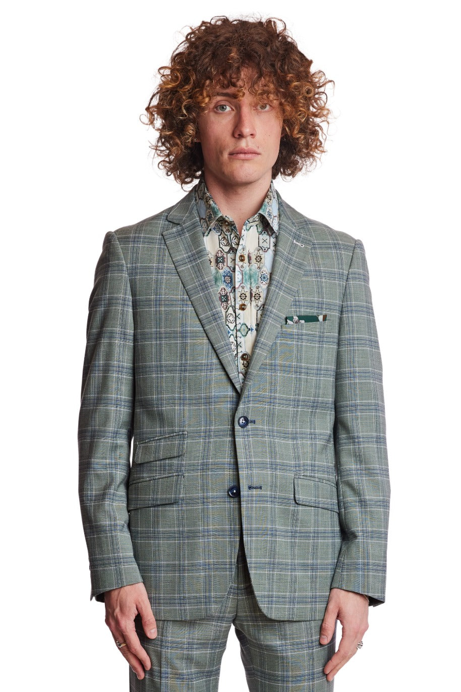 Dover Notch Jacket  - slim - Green Blue White Check