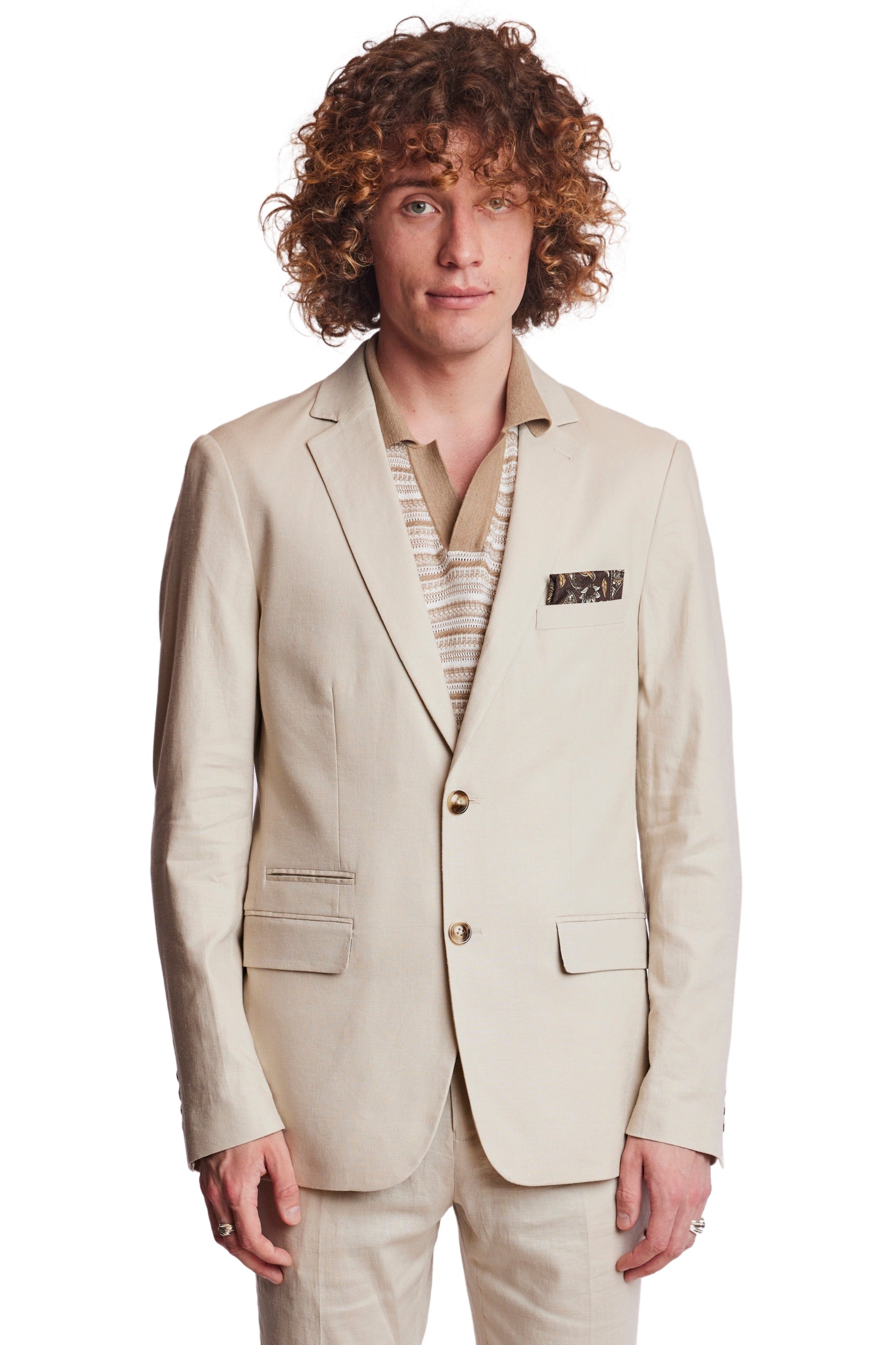 Dover Notch Jacket - slim - Tan Linen