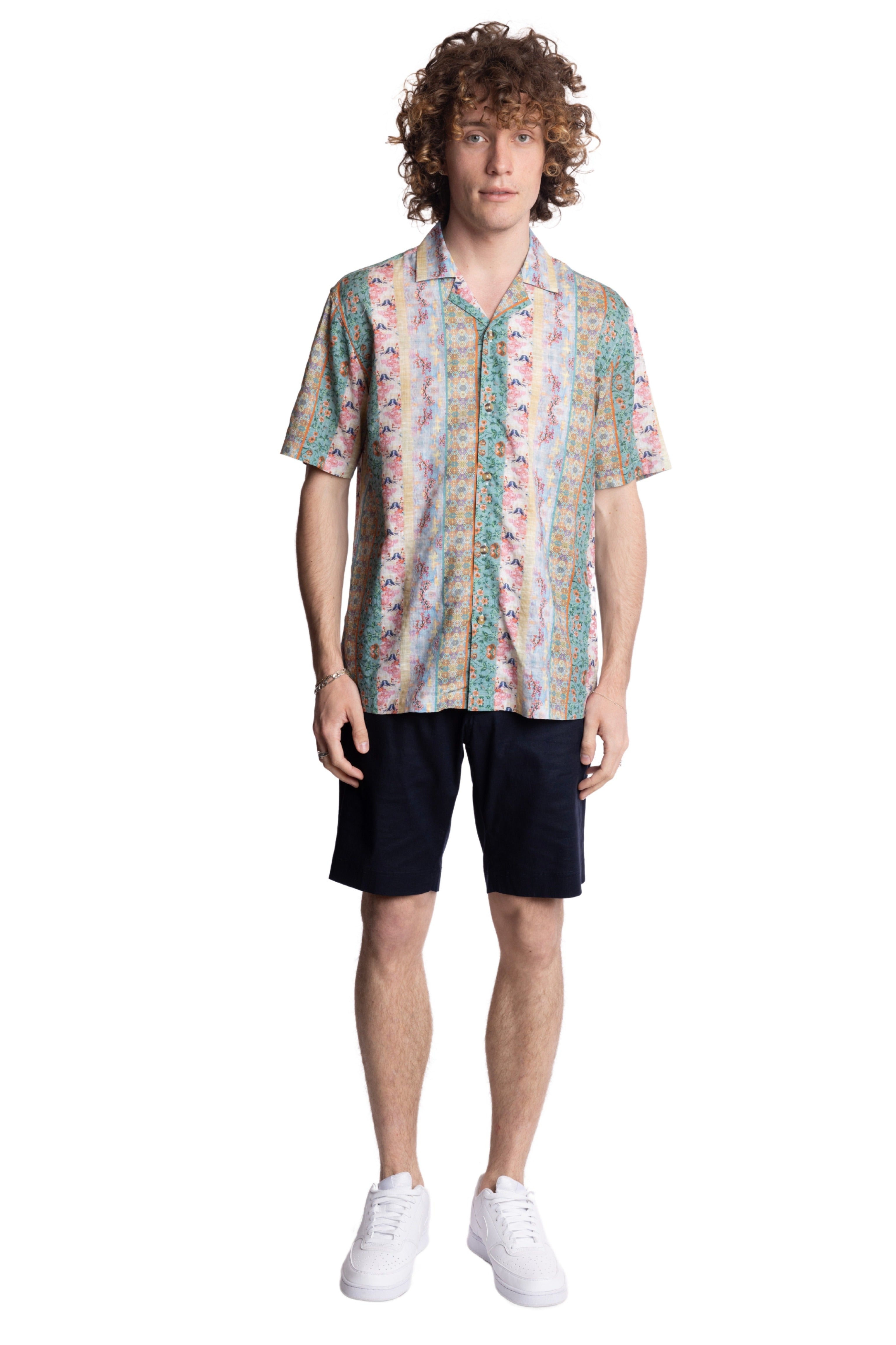 Camp Collar Shirt - Pink Green Floral Multi