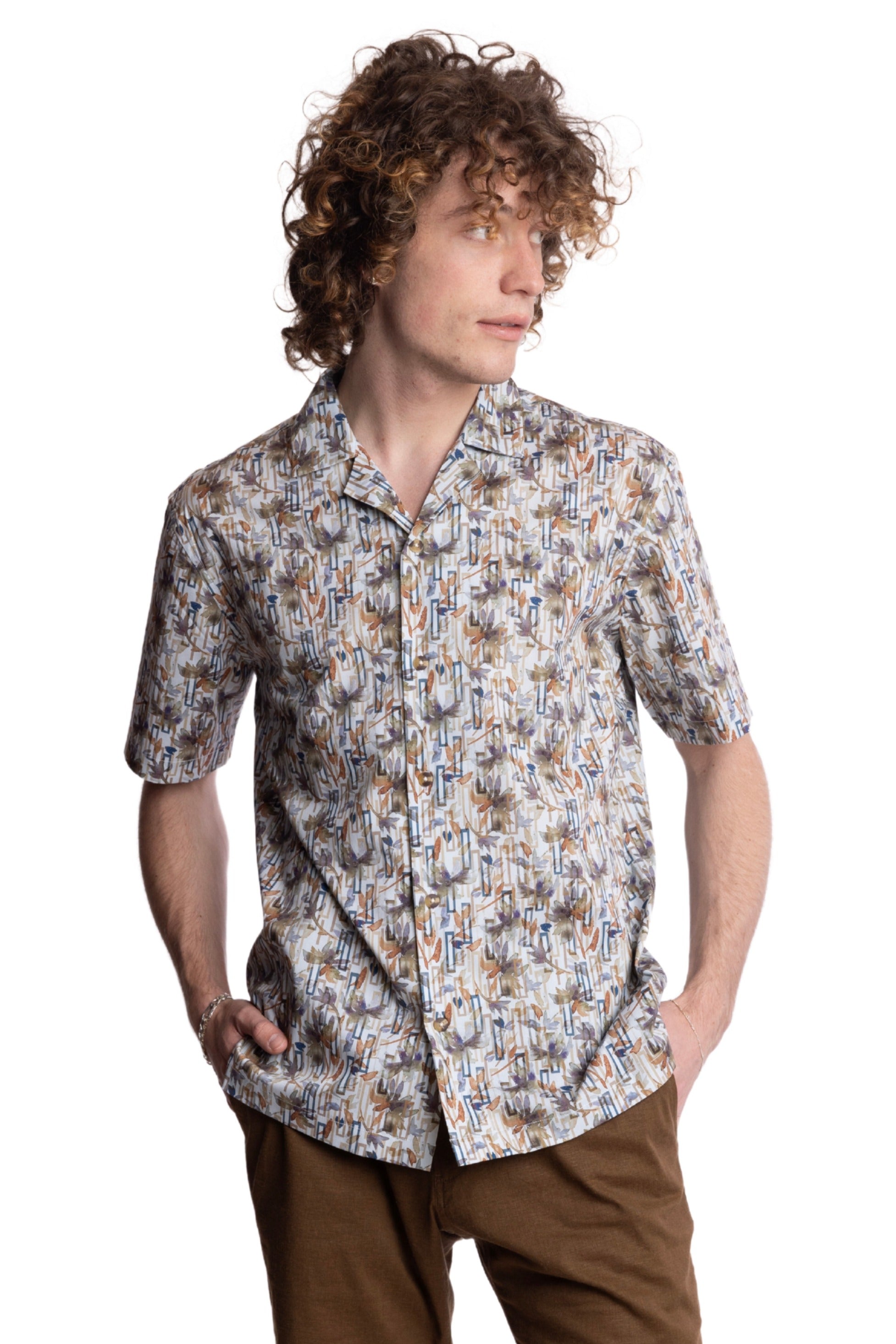 Camp Collar Shirt - Deep Teal Tobacco Multi