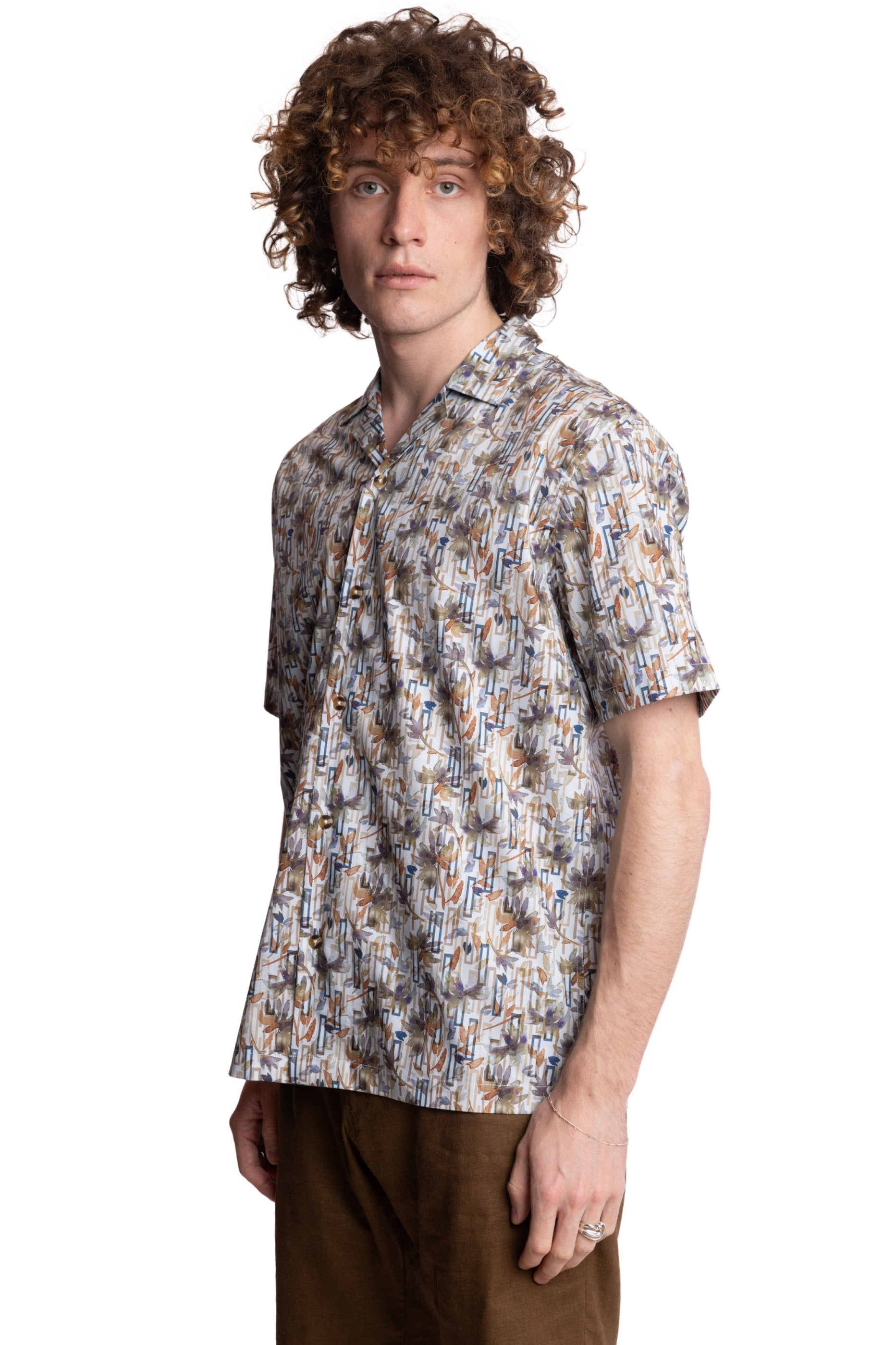 Camp Collar Shirt - Deep Teal Tobacco Multi