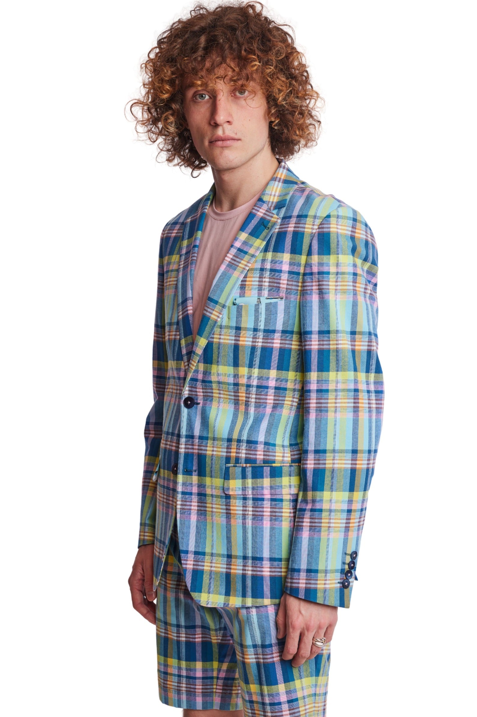 Dover Notch Jacket - slim - Pink Yellow Madras